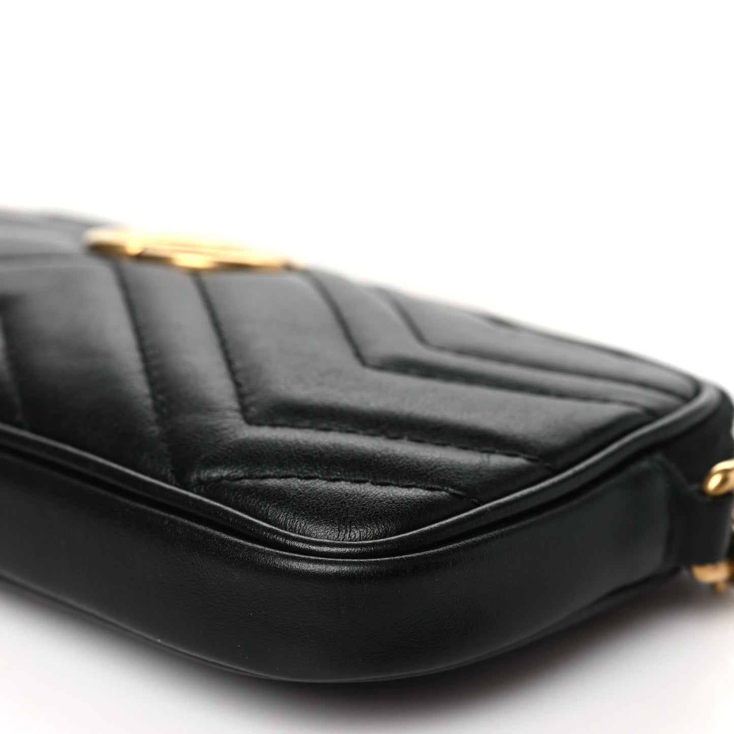 Calfskin Matelasse Mini GG Marmont Chain Crossbody Bag Black