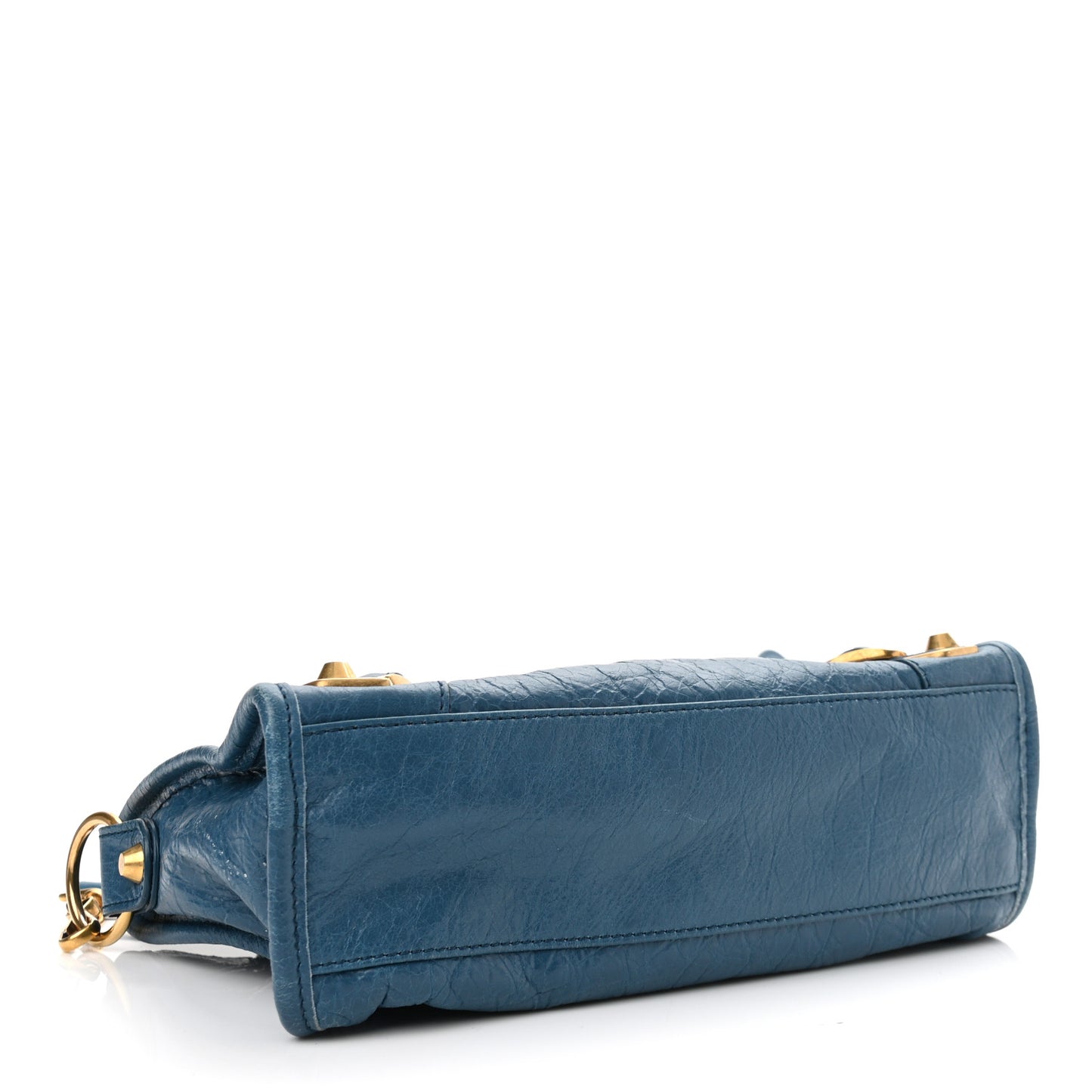 Chevre Gold Metallic Edge Hardware Mini City Blue Profond