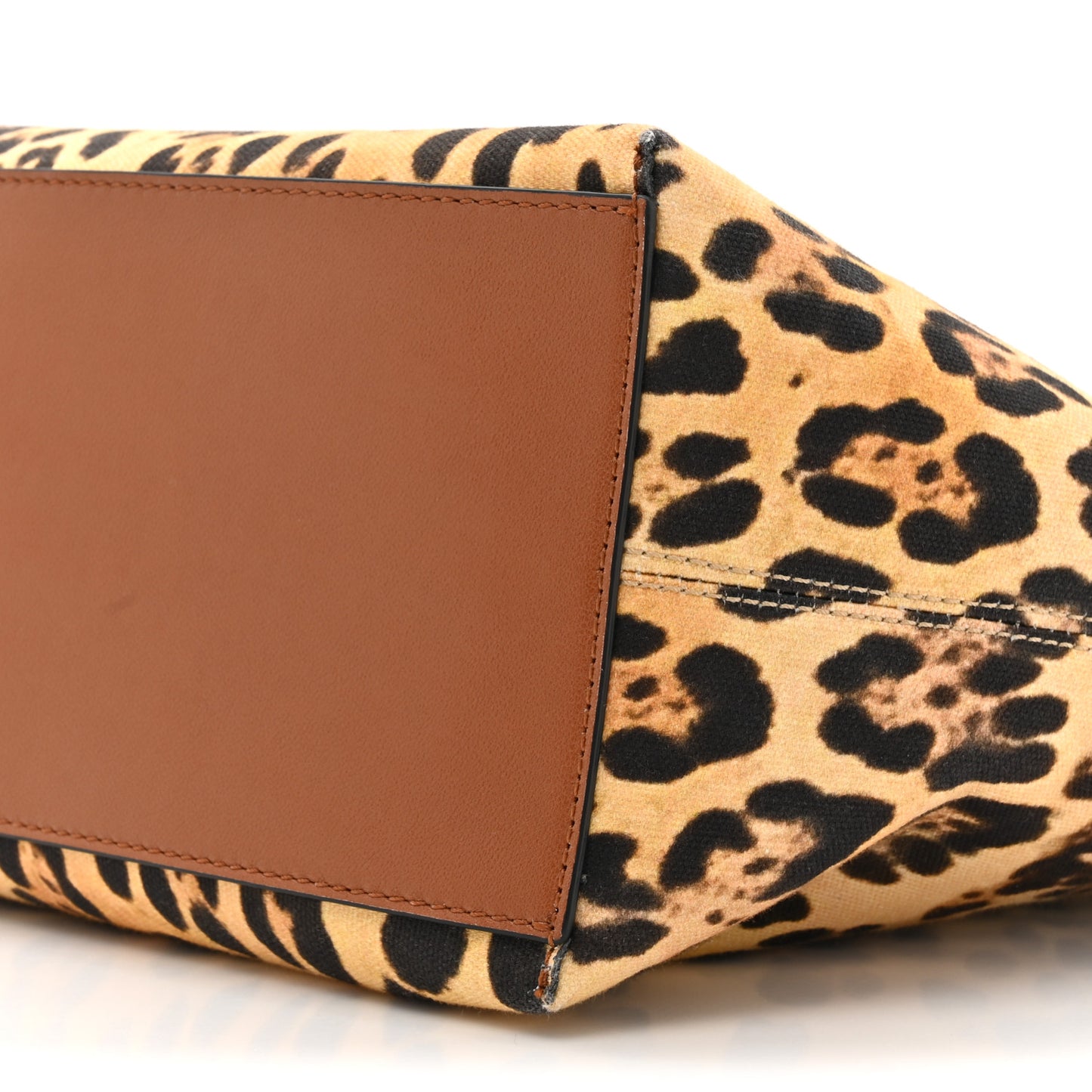 Canvas Nappa Leopard Print Rockstud Tote Brown