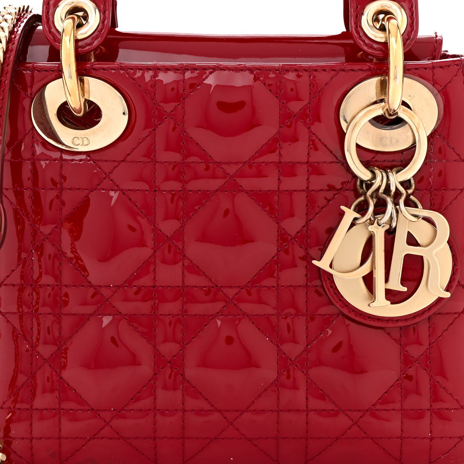 Christian Dior Patent Cannage Mini Lady Dior Red 8 of 11