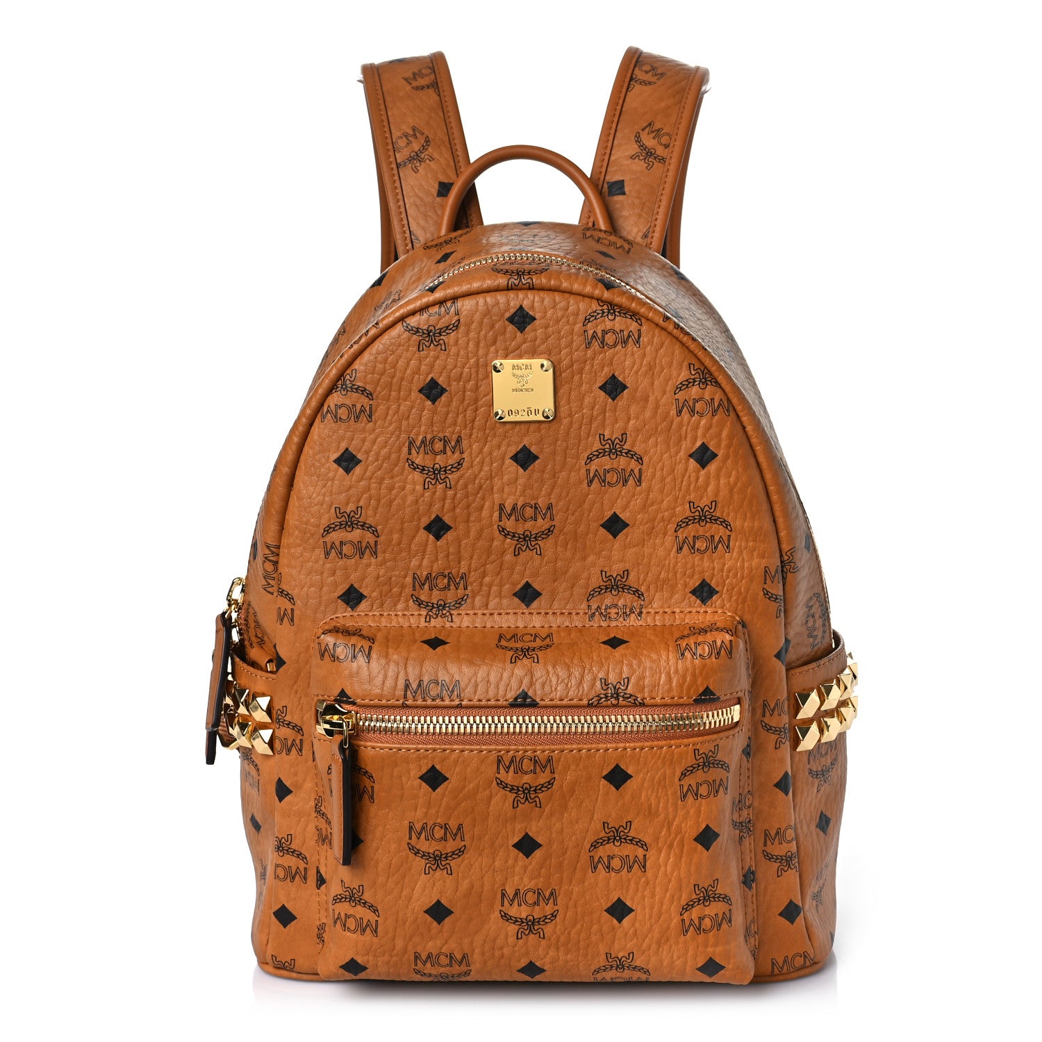 MCM Visetos Small Side Stud Stark Backpack Cognac 1 of 9