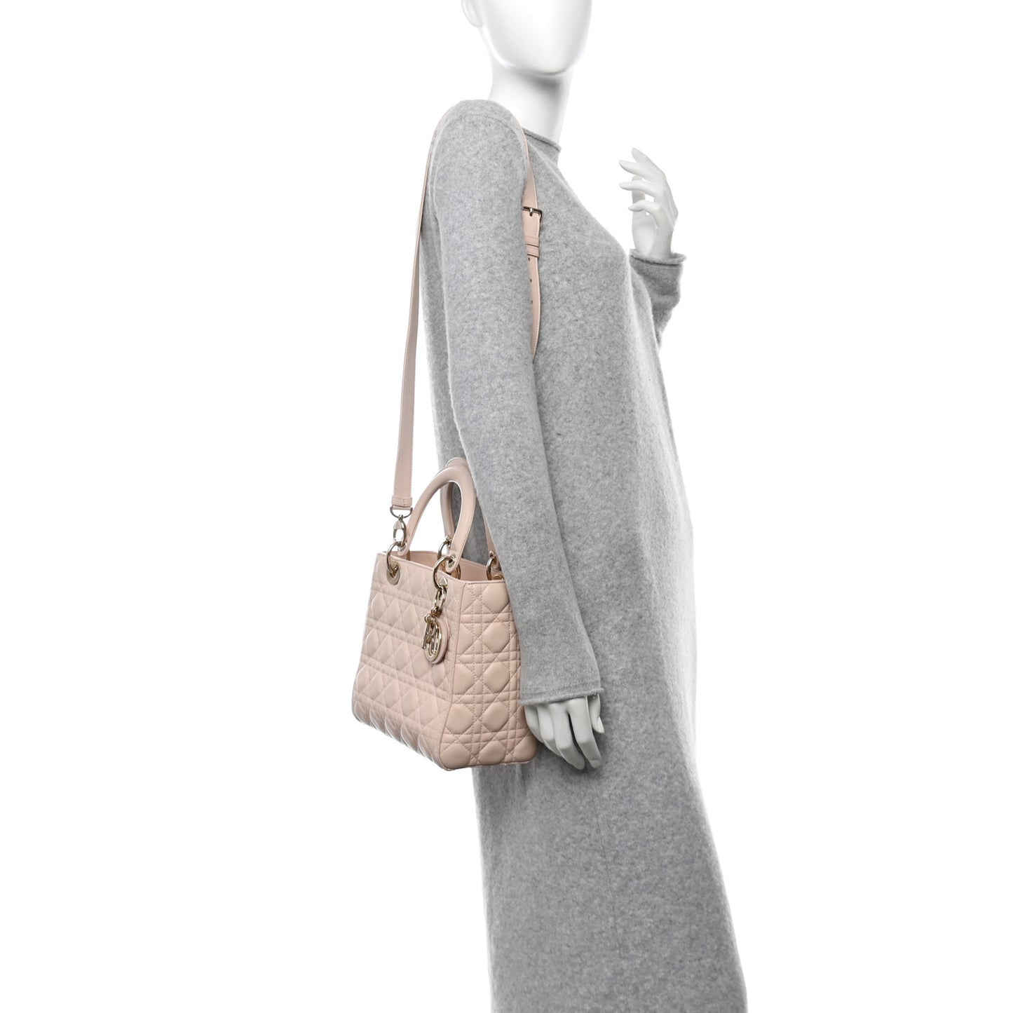 Lambskin Cannage Medium Lady Dior Light Pink