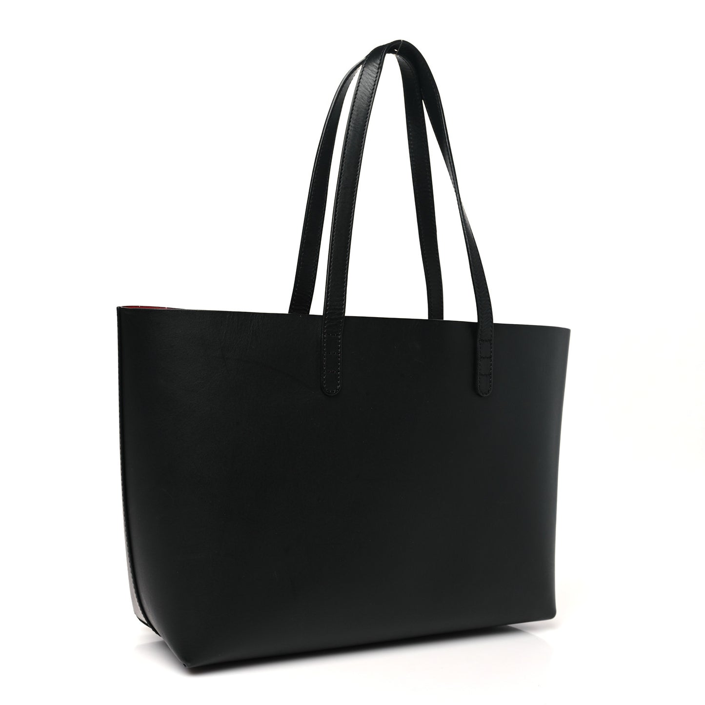 Calfskin Small Shopping Tote Black Flamma