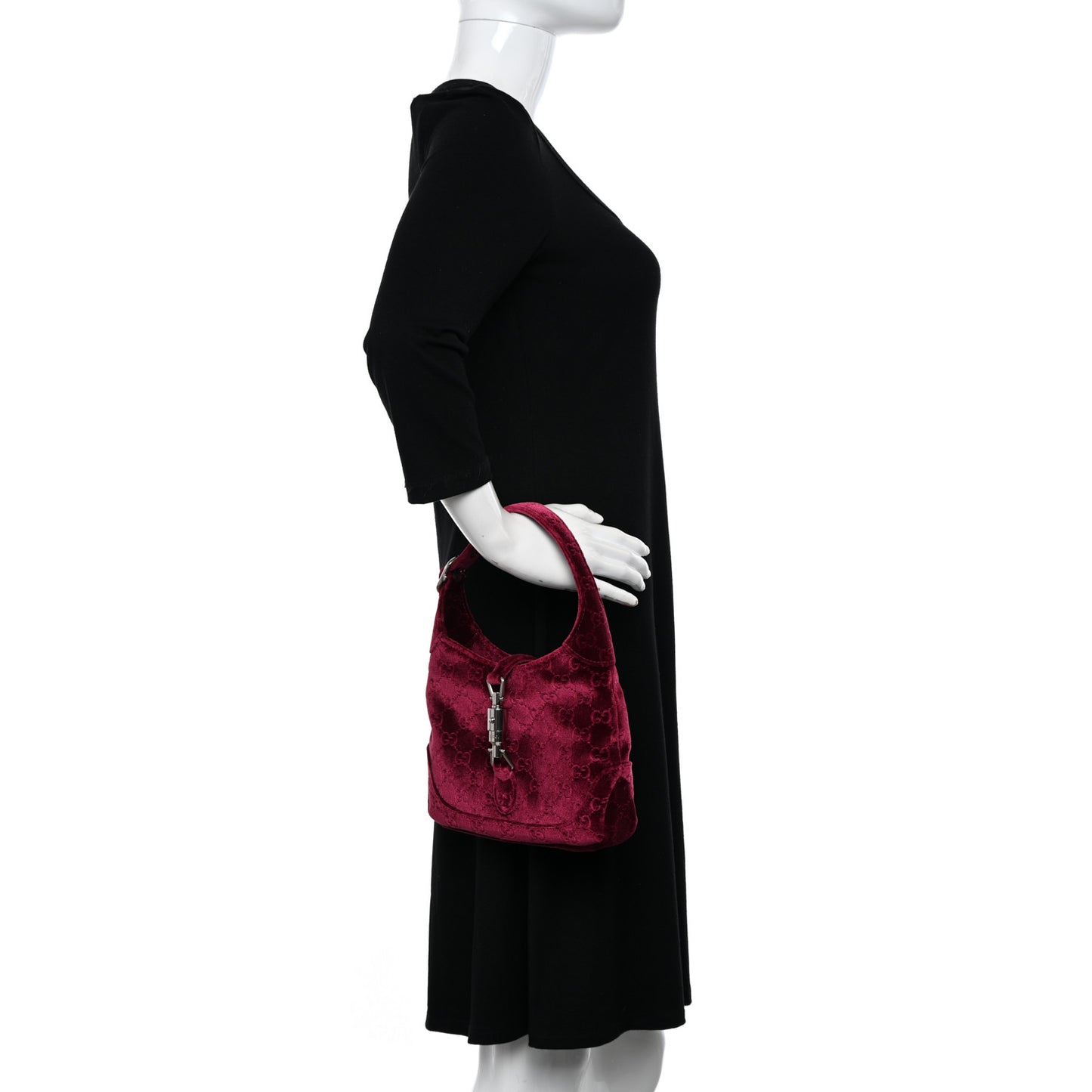 New Velvet Ashmir GG Monogram Small Jackie 1961 Hobo Red