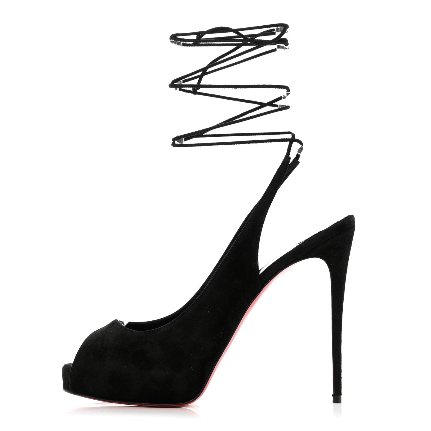 Veau Velours Lace Up NVP 120 Peep Toe Pump 39 Black