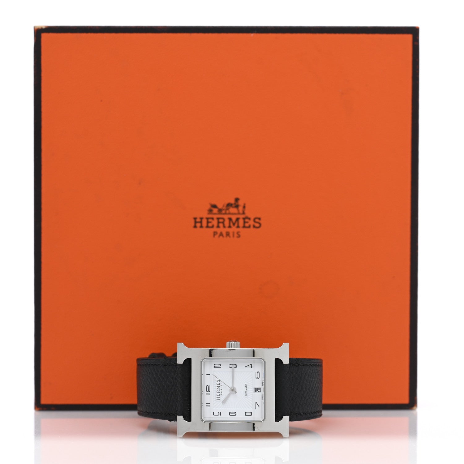 Hermes Stainless Steel Epsom 26mm Heure H Hour Automatic Watch Noir 5 of 5