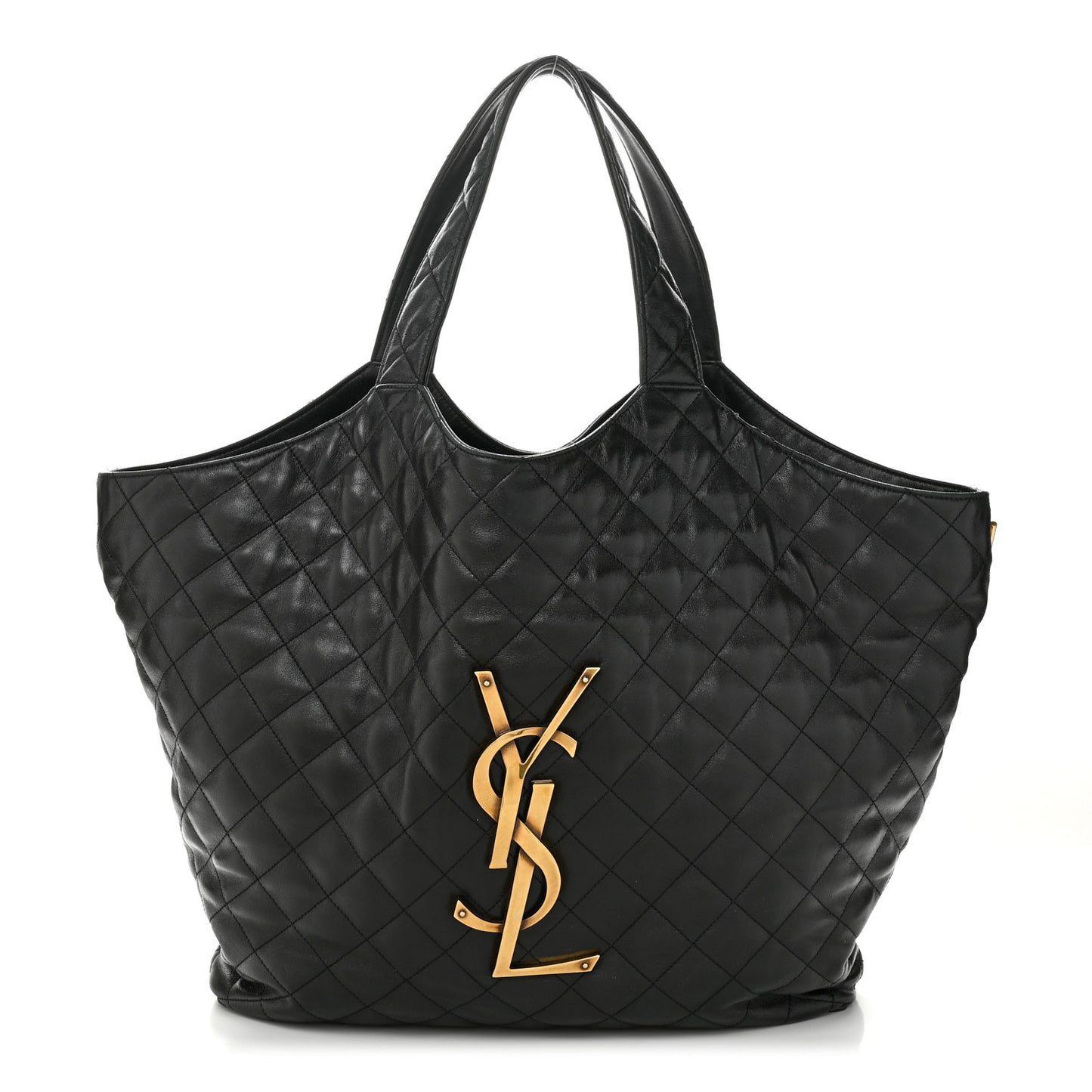 Lambskin Quilted Maxi Icare Shopping Tote Black