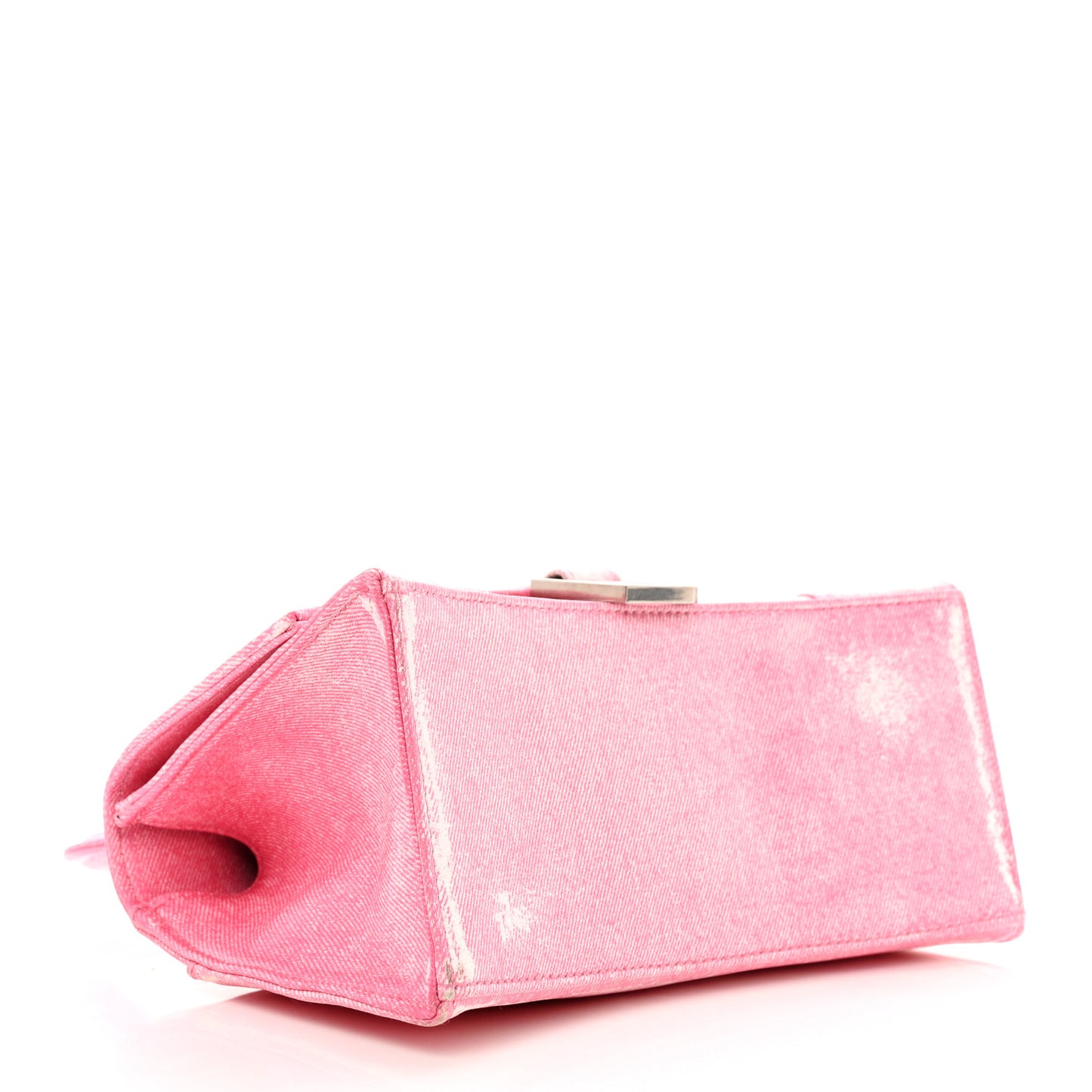 Nappa Denim Printed Small Hourglass Top Handle Bag Denim Pink