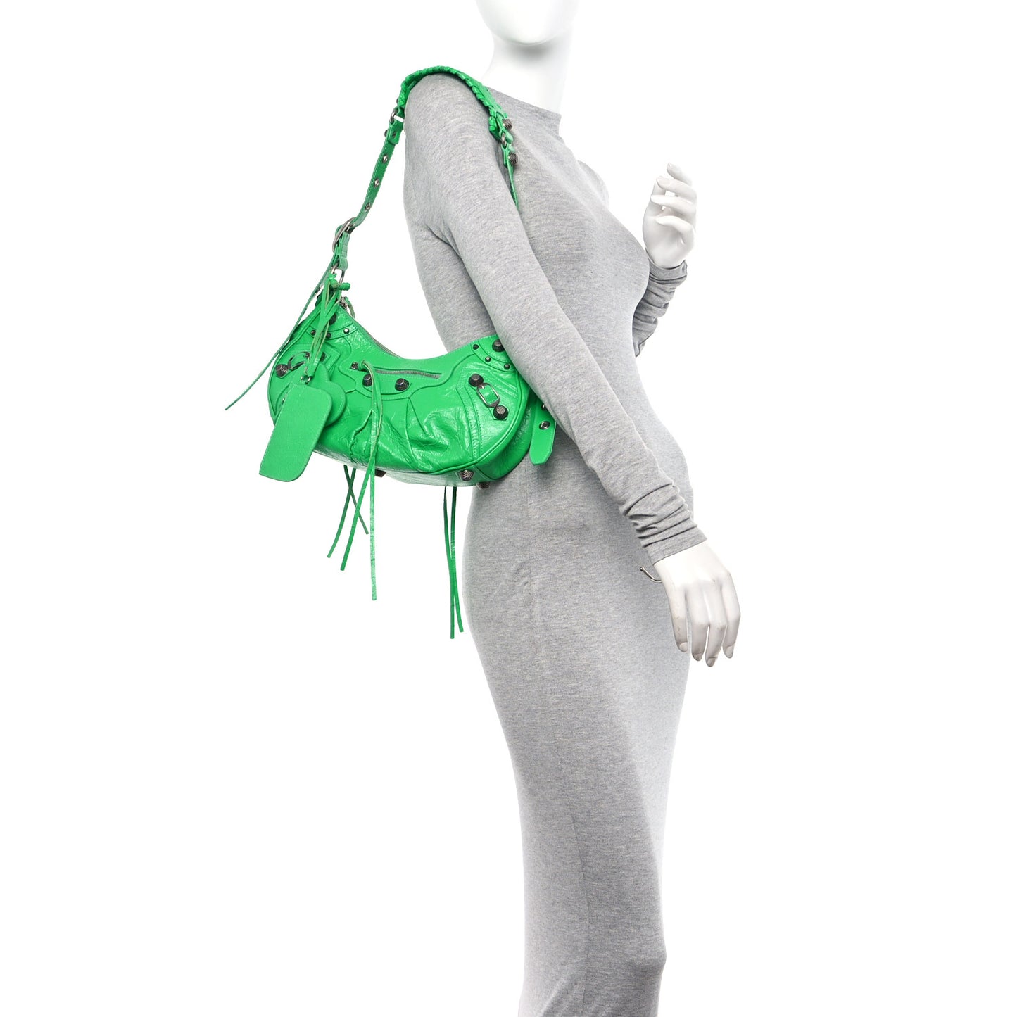 Agneau Arena Small Le Cagole Shoulder Bag Vivid Green