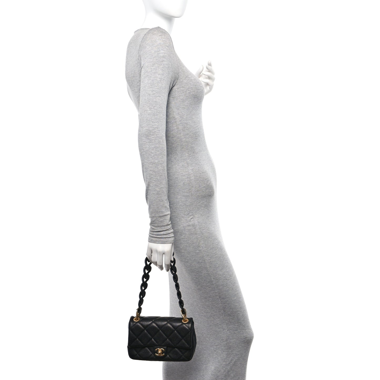 Caviar Quilted Funky Match Mini Flap Black