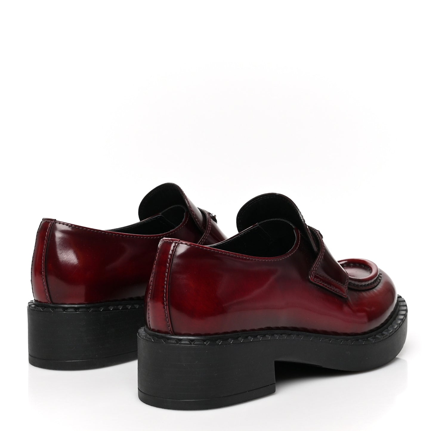 Brushed Calfskin Metal Triangle Logo 50mm Loafers 37 Porpora Fume