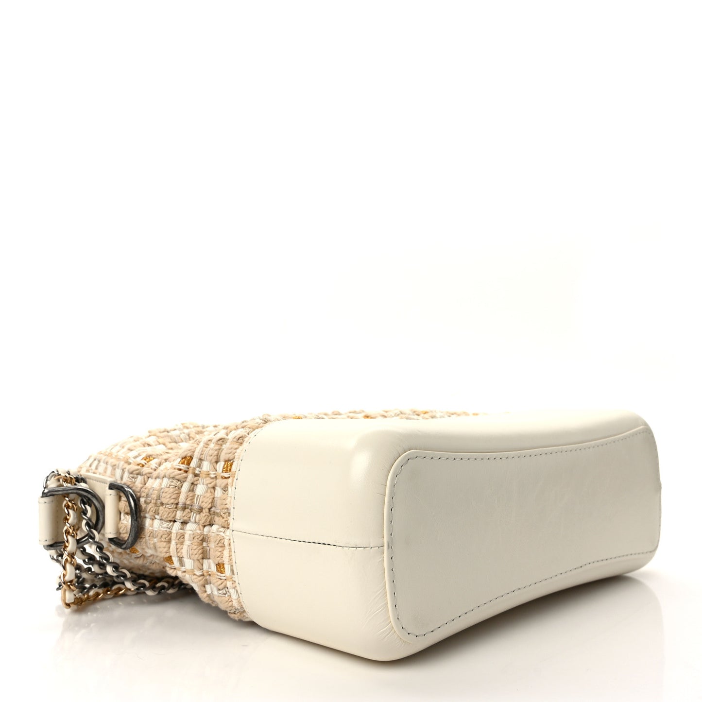 Tweed Calfskin Quilted Medium Gabrielle Hobo Beige Ivory