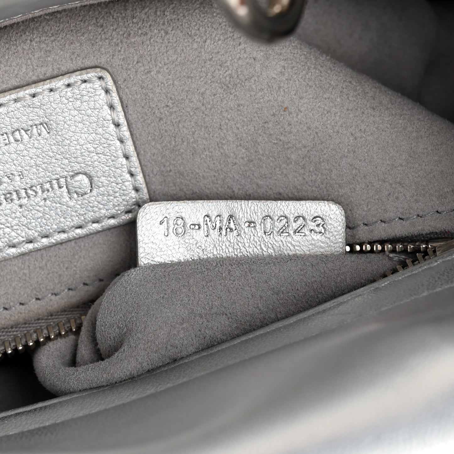 Iridescent Metallic Lambskin Cannage Small My ABCDior Lady Dior Silver