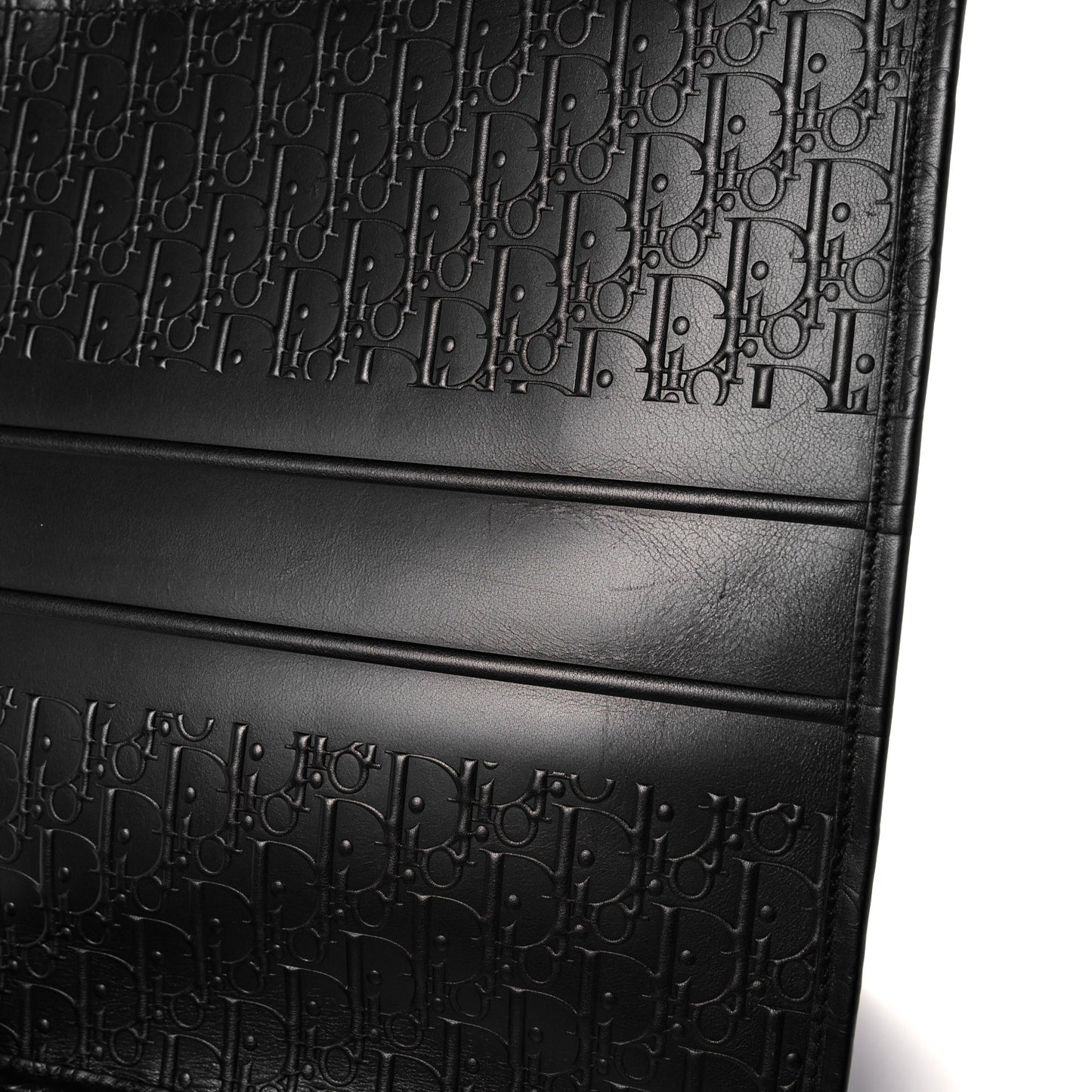 Oblique Calfskin Embossed Large Book Tote Black
