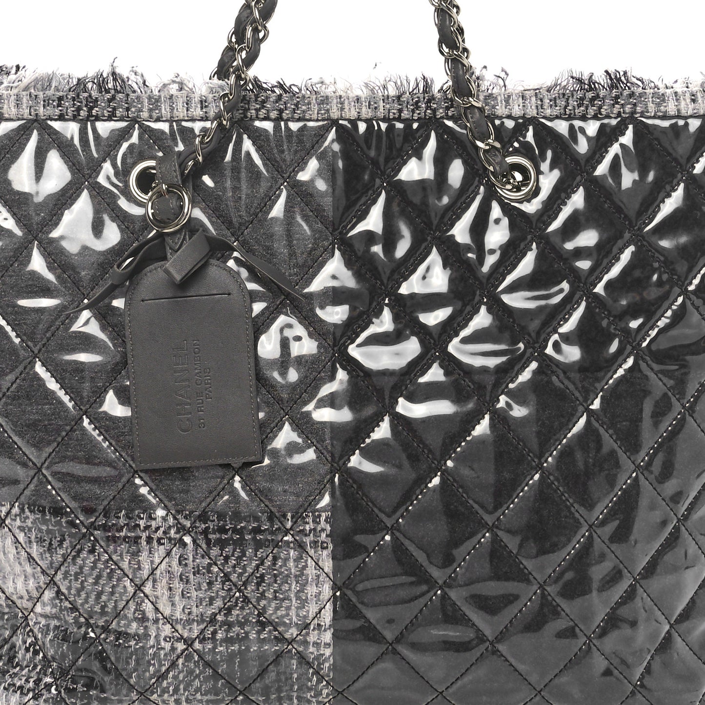 Vinyl Funny Tweed Patchwork Tote Grey