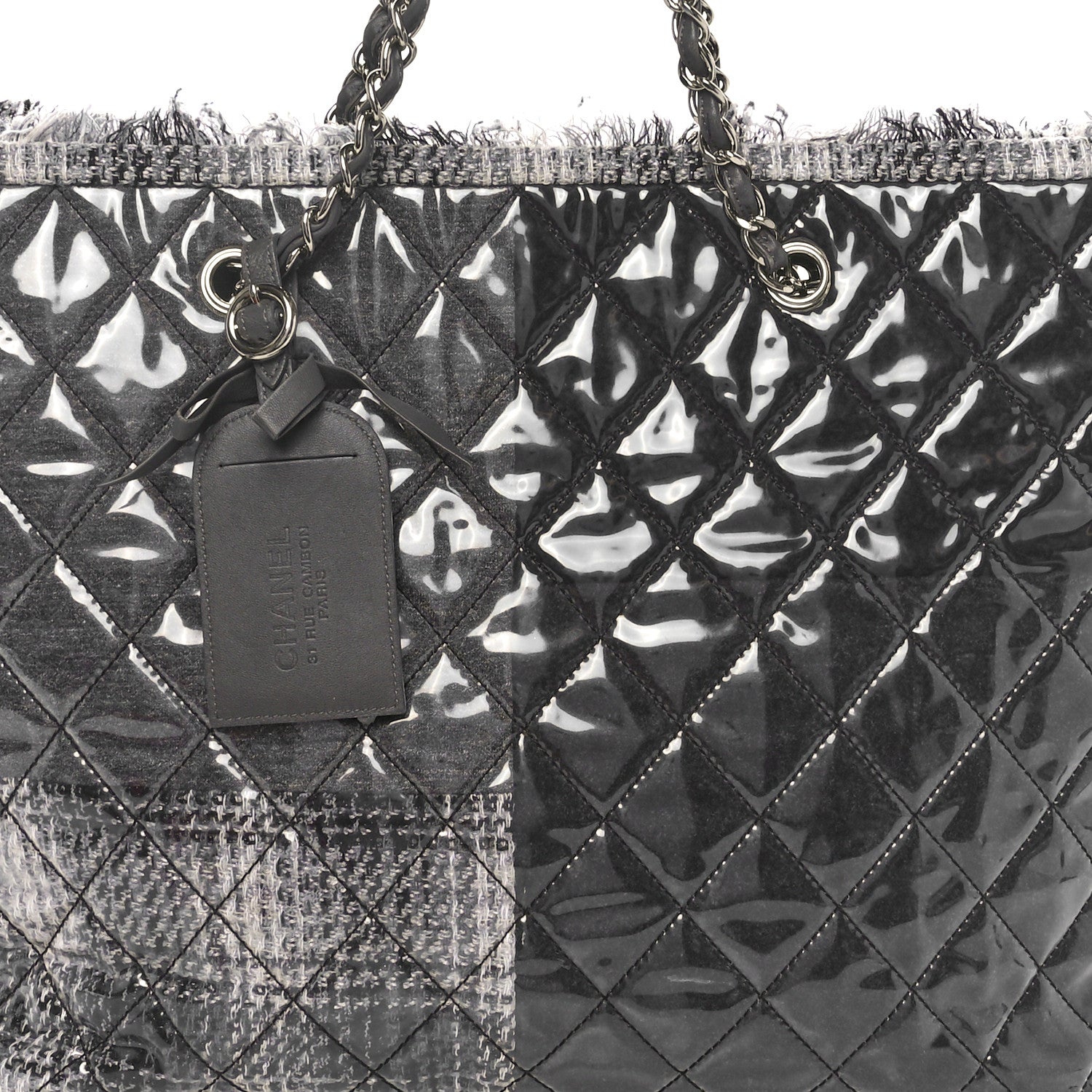 Chanel Vinyl Funny Tweed Patchwork Tote Grey 8 of 10