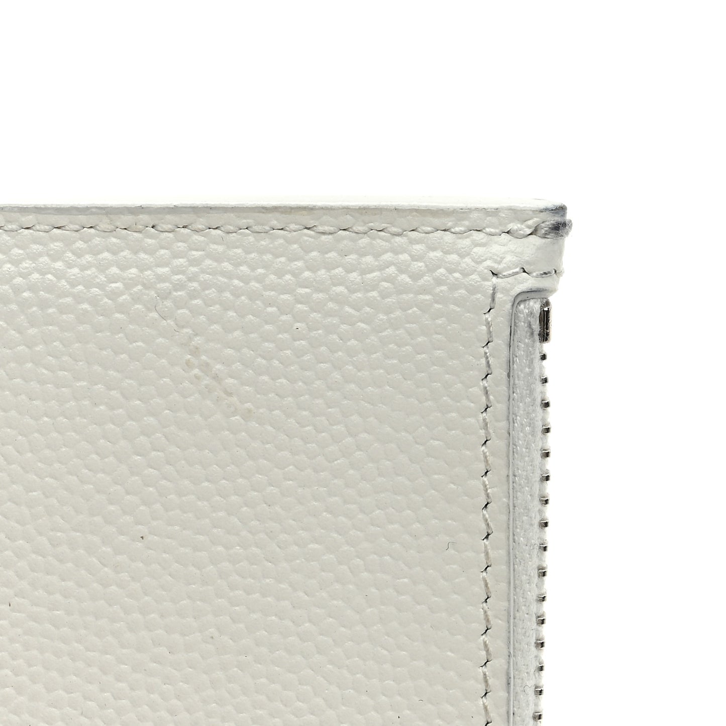 Grained Calfskin 5 Fragments Zip Pouch Card Holder White