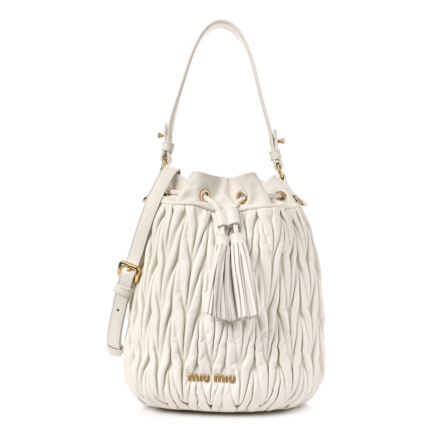 Nappa Matelasse Small Bucket Bag White