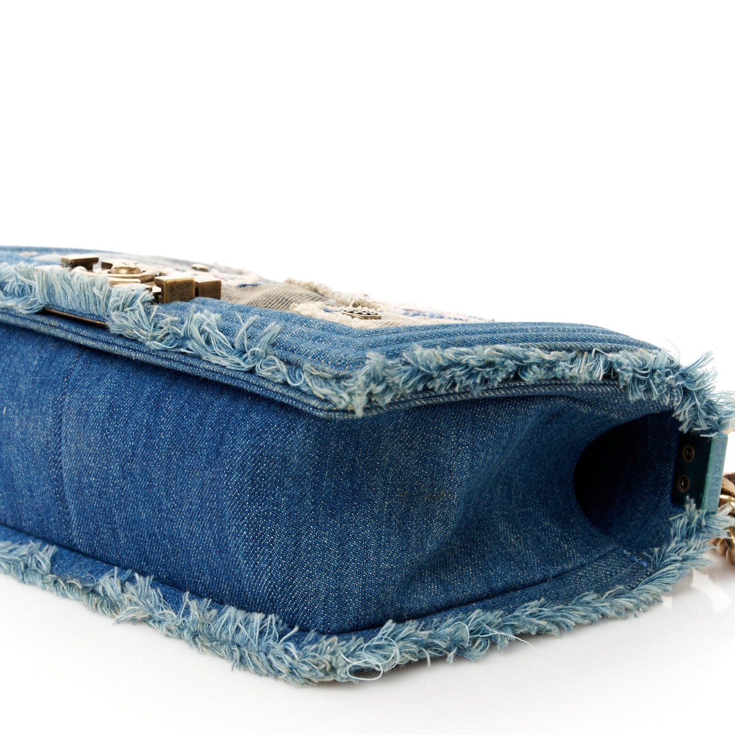 Denim Patchwork Medium Boy Flap Blue