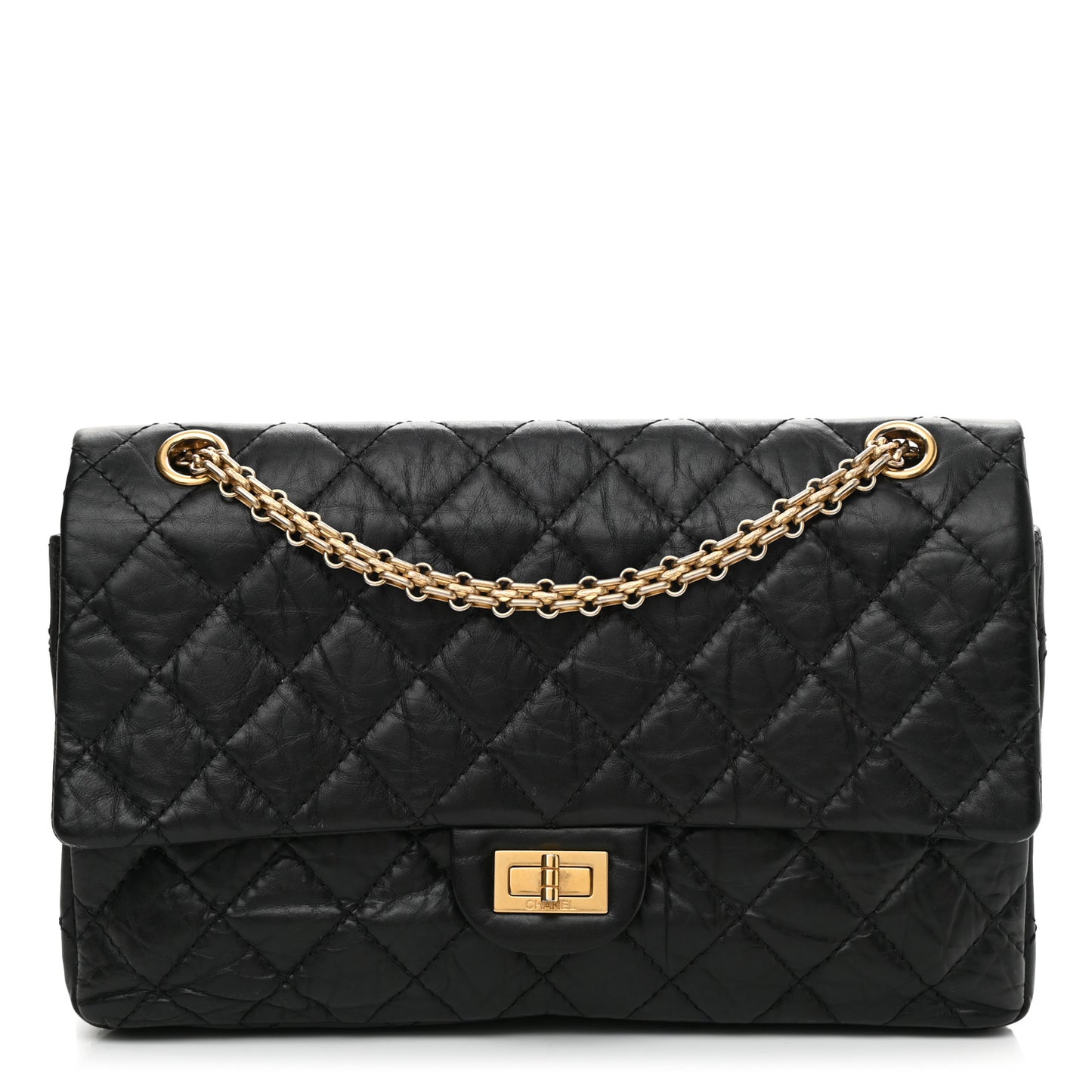 Aged Calfskin Quilted 2.55 Reissue 226 Flap Black