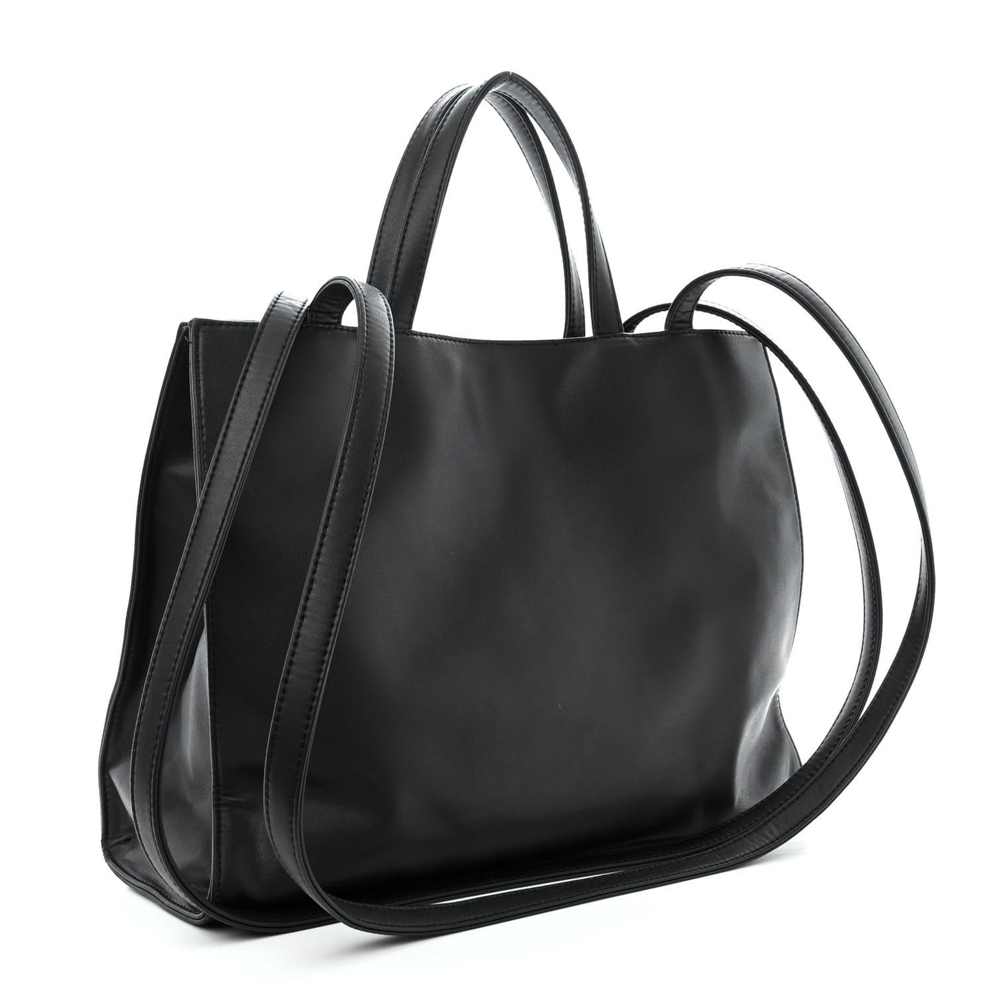Vegan Leather Medium Shopping Bag Black