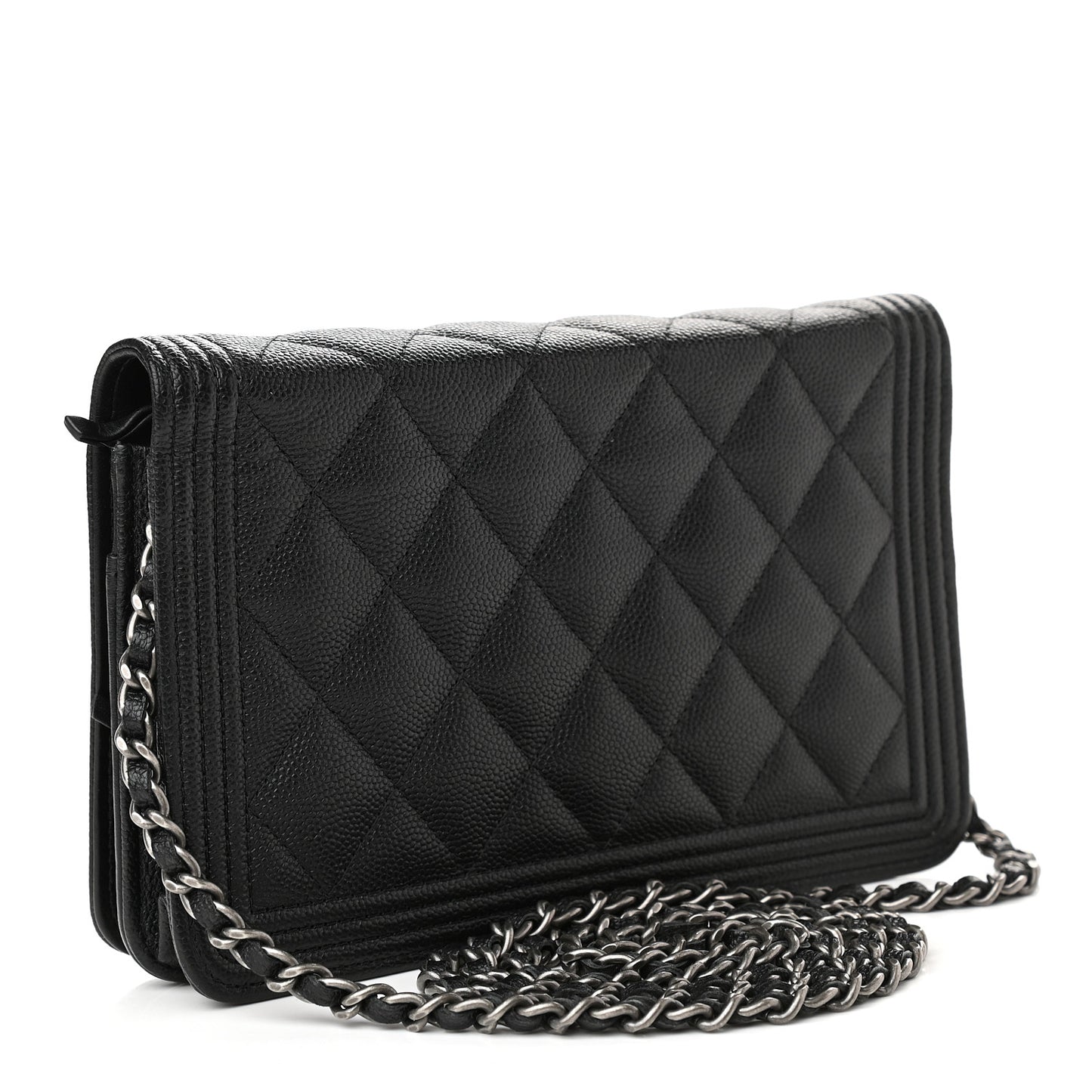 Caviar Quilted Boy Wallet On Chain WOC Black