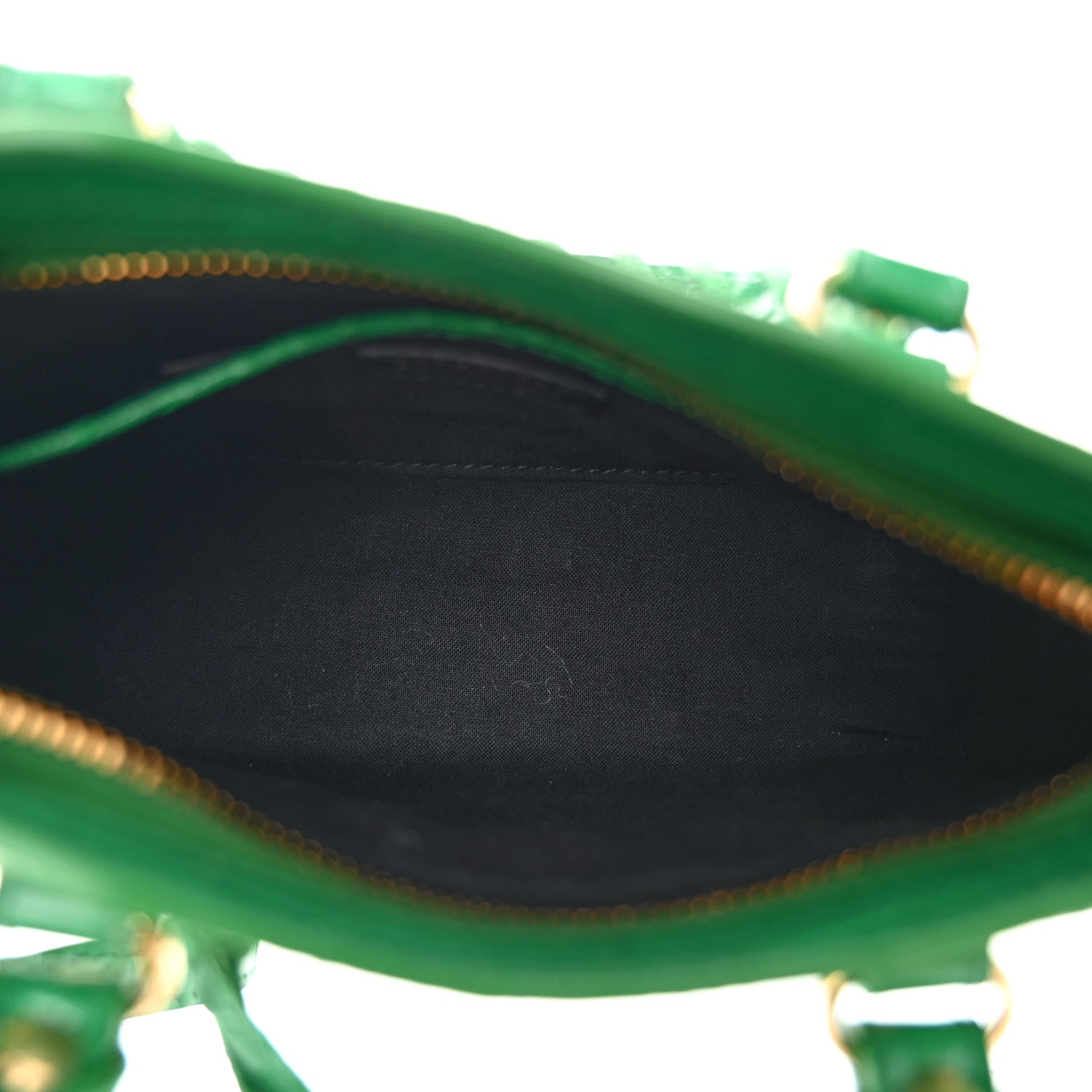 Balenciaga Shiny Supple Calfskin Crocodile Embossed Gold Metallic Edge Hardware Nano City Leaf Green 5 of 10