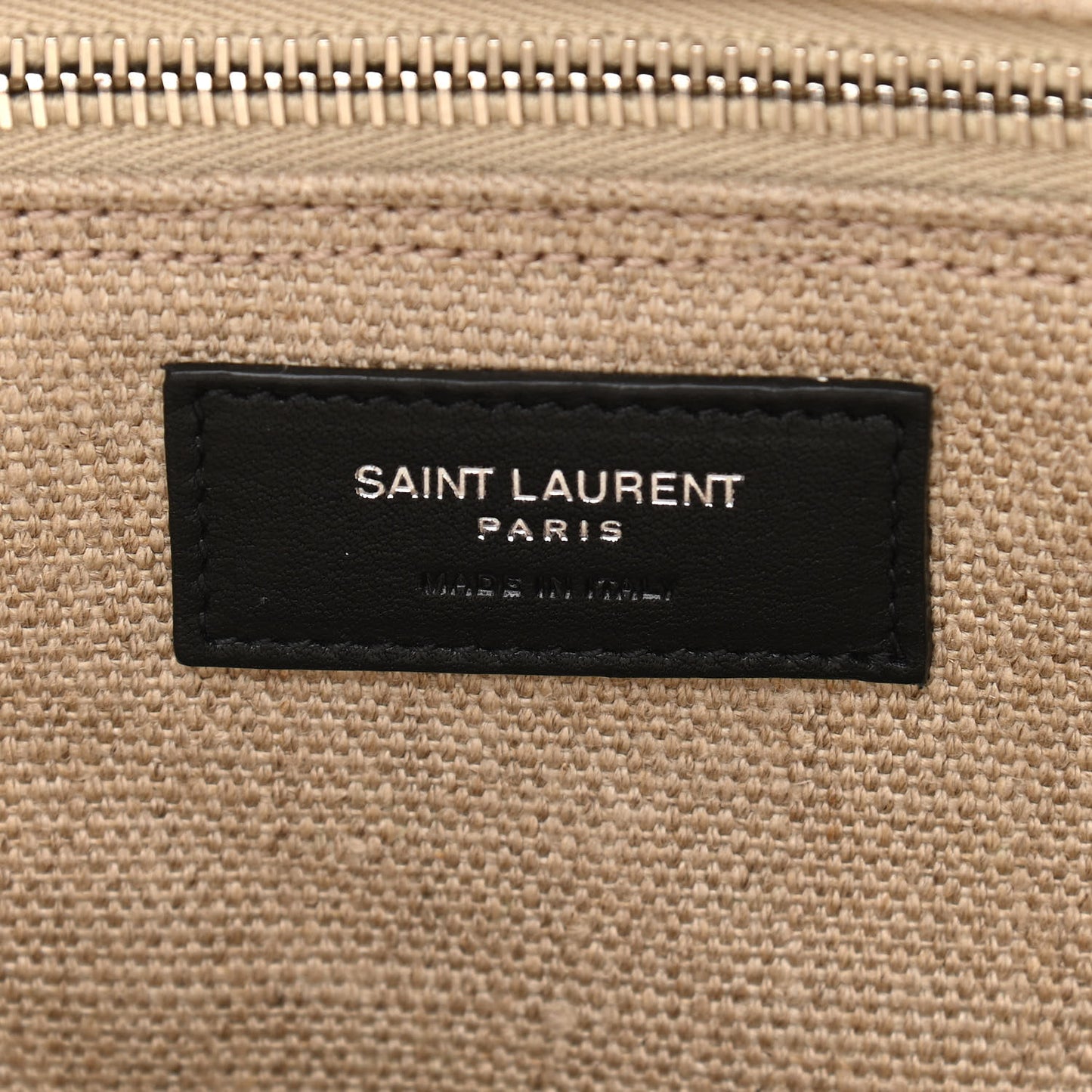 Linen Calfskin Small Rive Gauche Tote Greggio Natural