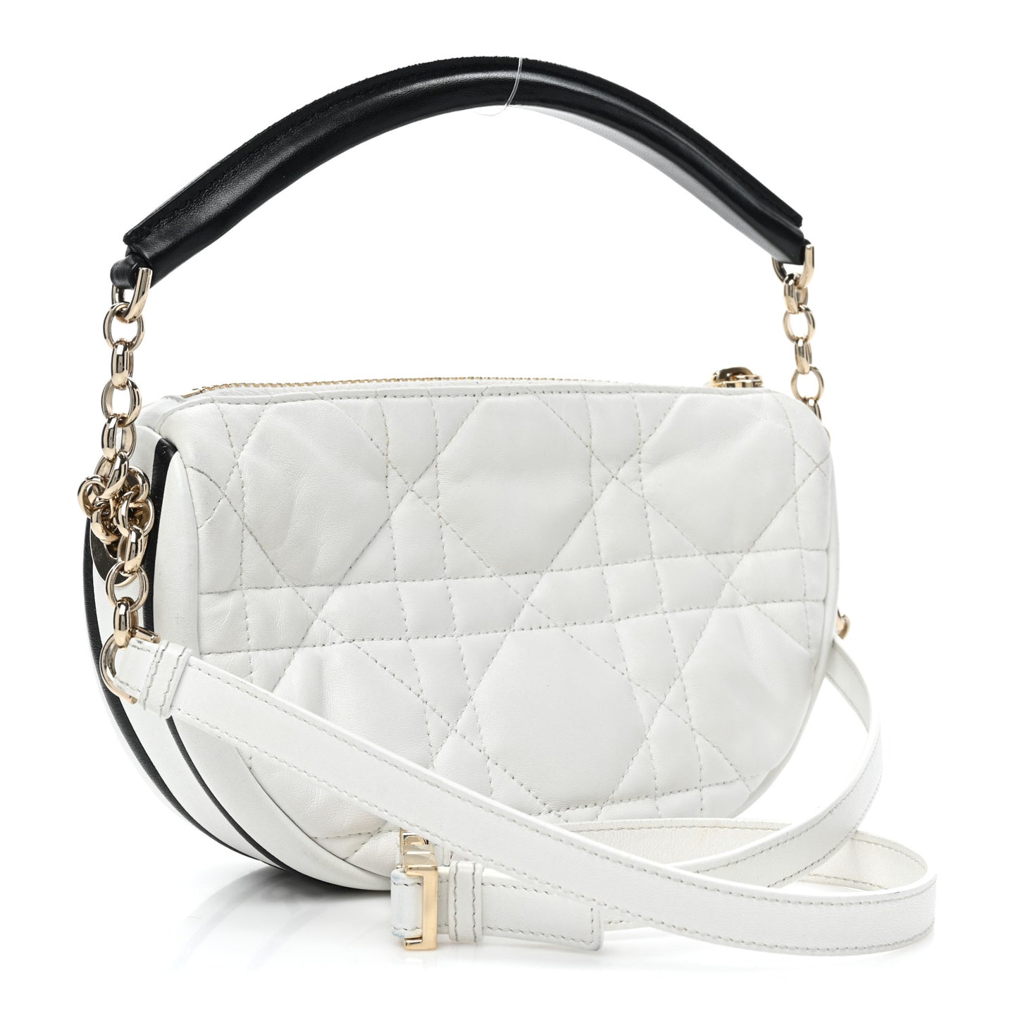 Lambskin Cannage Small Dior Vibe Hobo Bag White