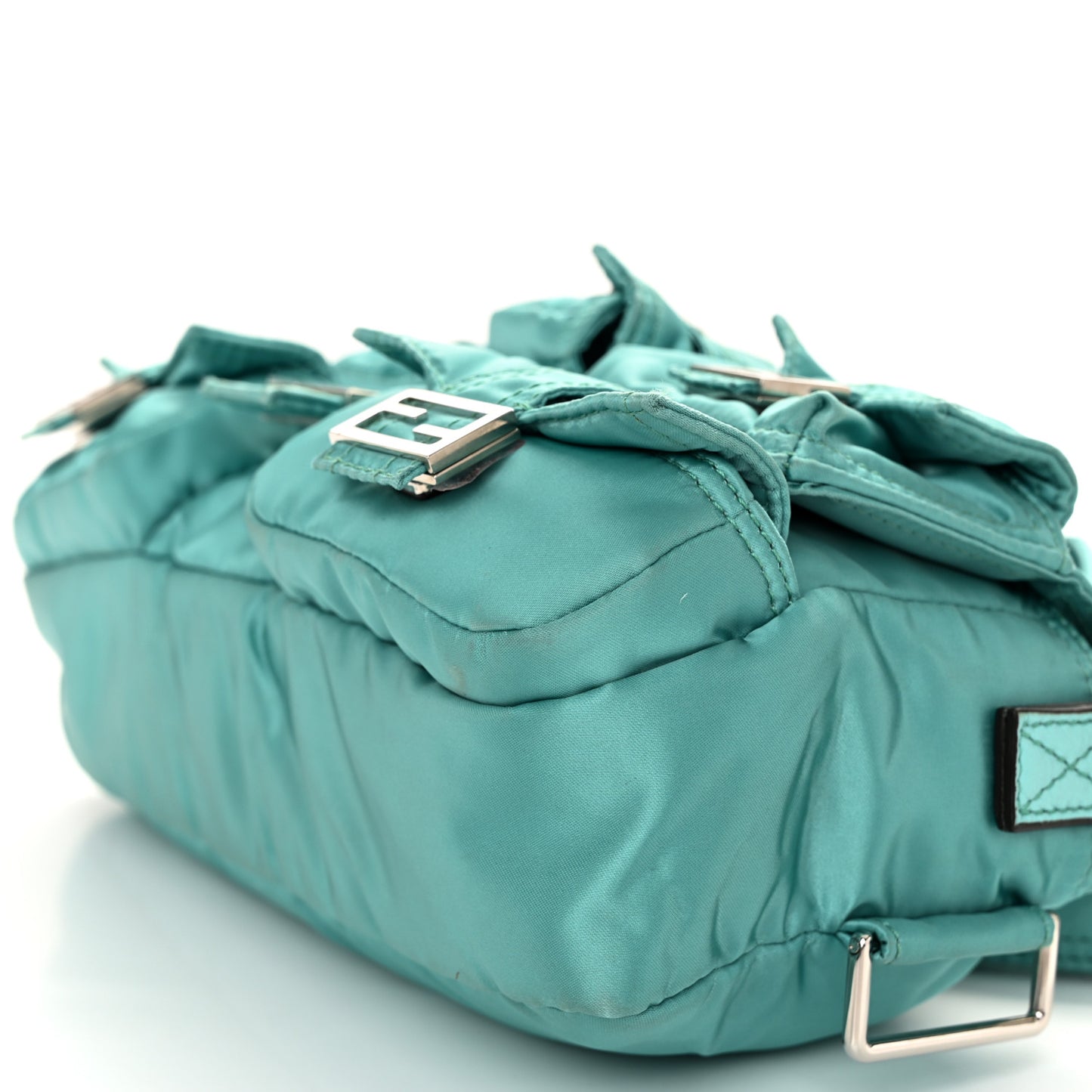 Econyl Cuoio Romano Multipocket Baguette Turquoise