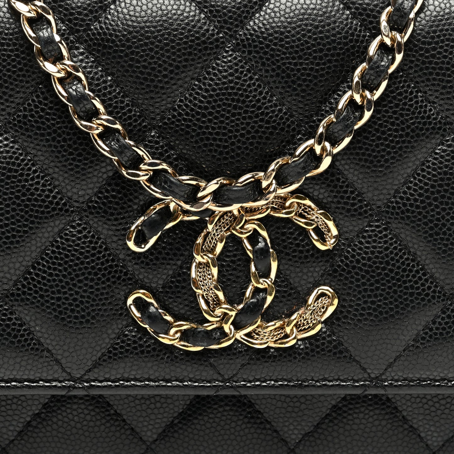 Caviar Quilted French New Wave Chain CC Wallet On Chain WOC Black