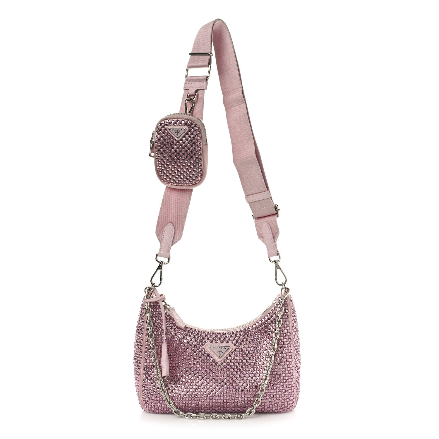 Prada Satin Crystal Re-Edition 2005 Shoulder Bag Alabastro 1 of 11