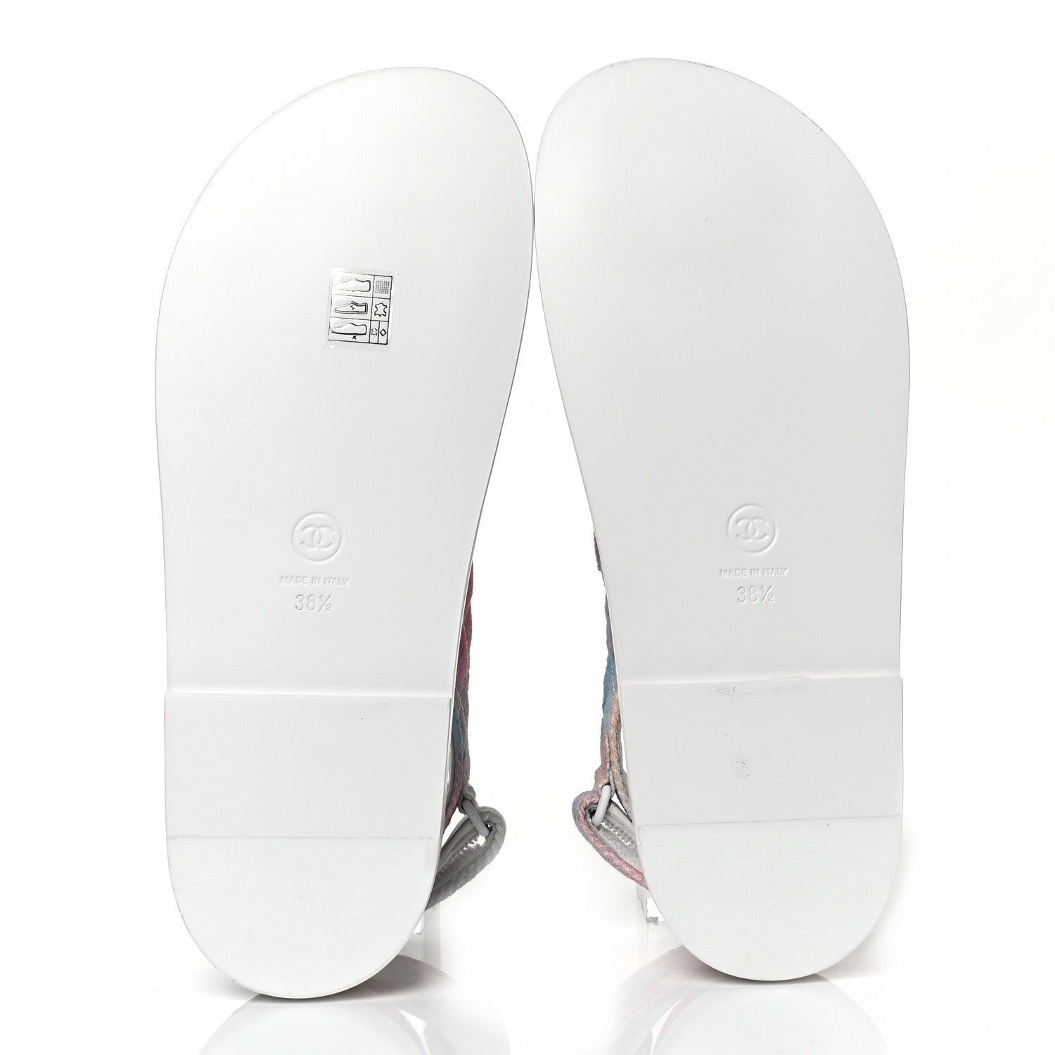 Chanel Printed Fabric Quilted Dad Sandals 38.5 Green Pink Blue 5 of 9