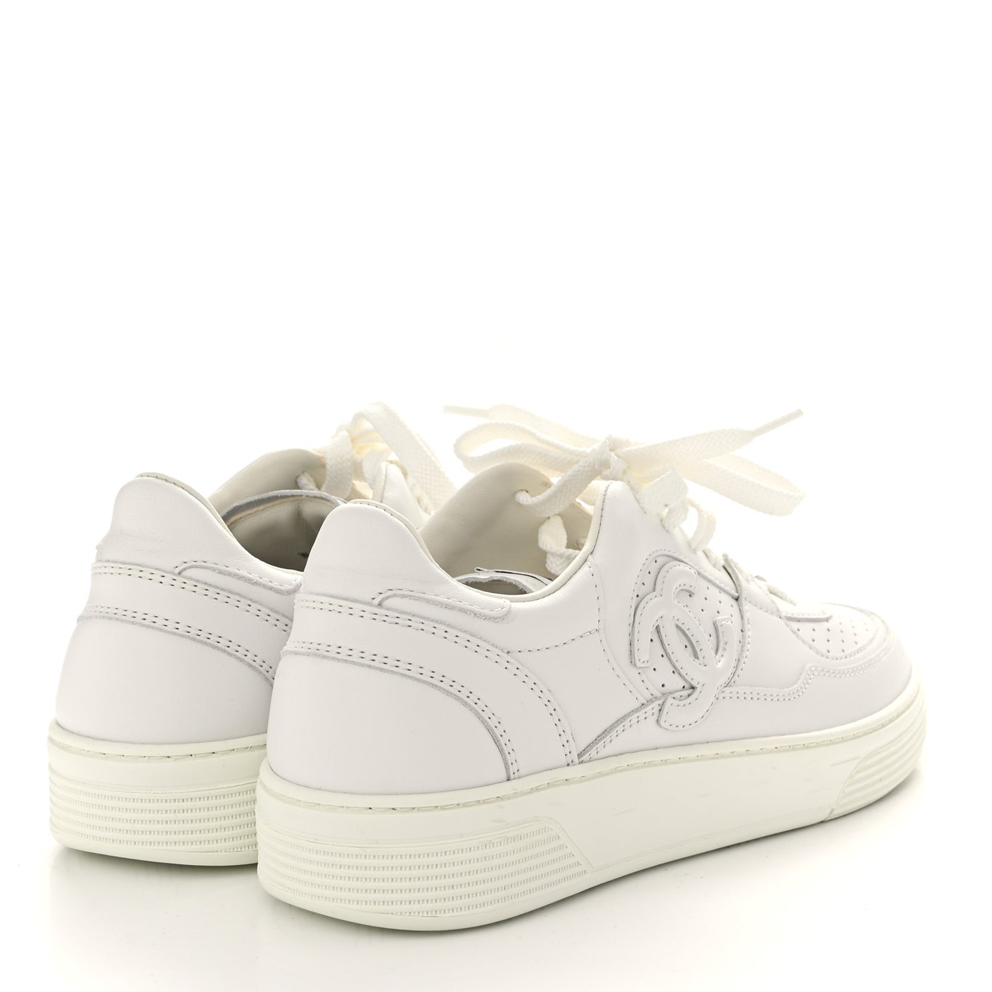 Calfskin CC Womens Sneakers 38 White