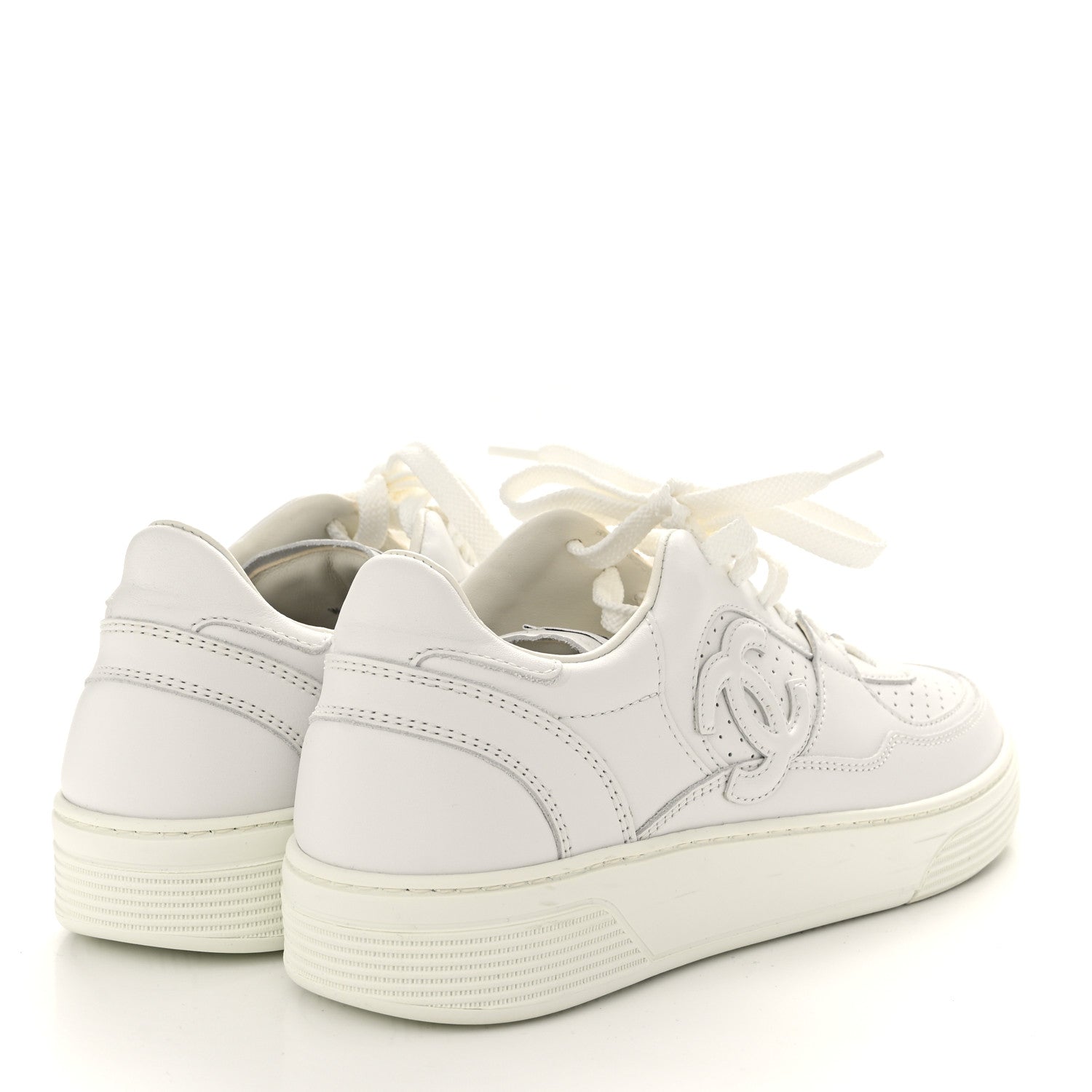 Chanel Calfskin CC Womens Sneakers 38 White 4 of 11