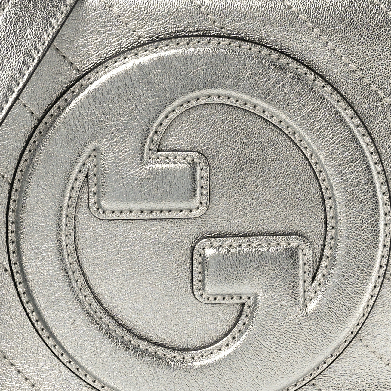 Metallic Sakai Be Green Calfskin Diagonal Stitched Small Blondie Shoulder Bag Silver