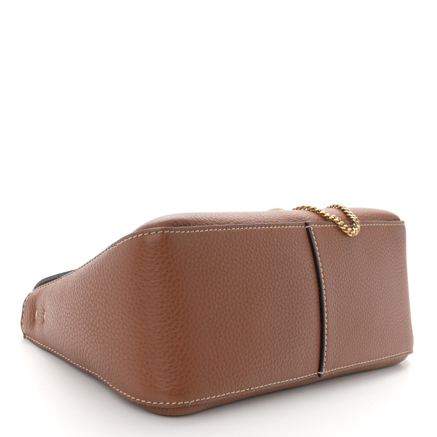 Pebbled Calfskin Small VRing Shoulder Bag Saddle Brown