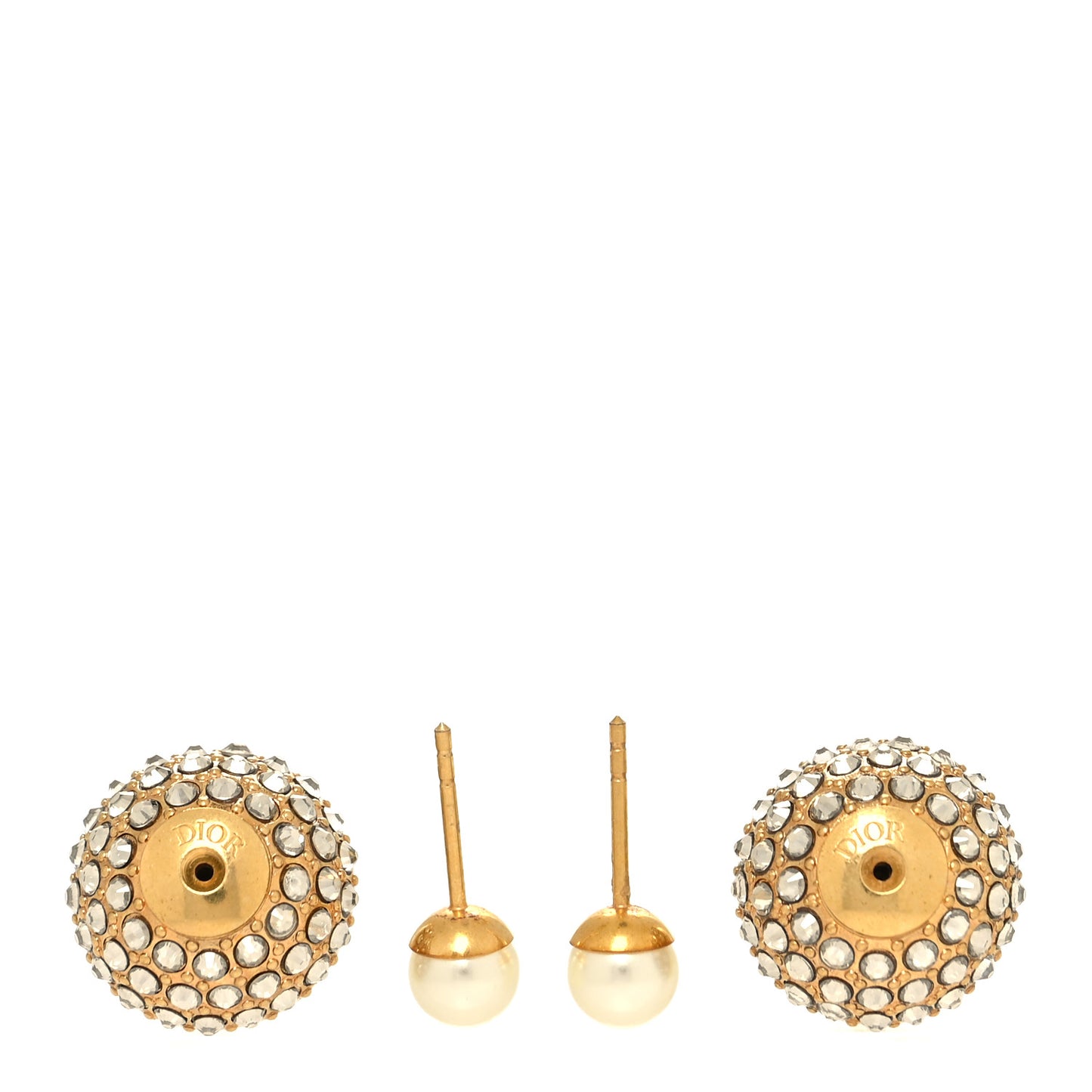 Crystal Pearl Dior Tribales Earrings Gold