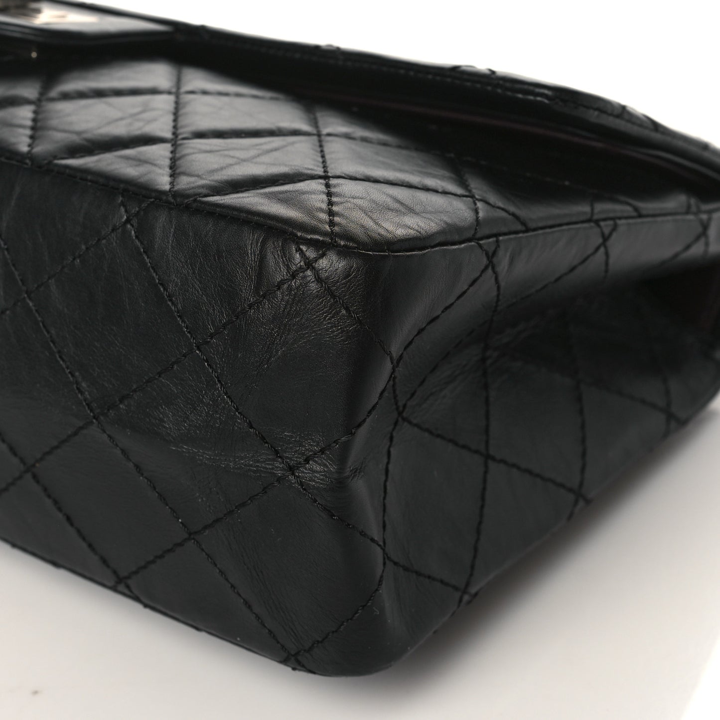 Aged Calfskin Quilted 2.55 Reissue 227 Flap Black