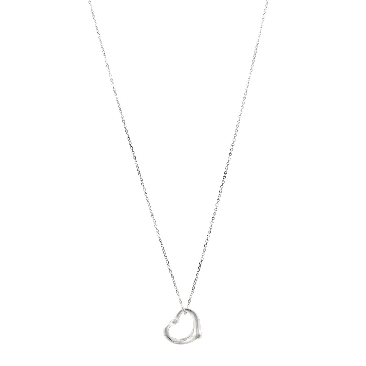 Tiffany Sterling Silver Diamond 16mm Elsa Peretti Open Heart