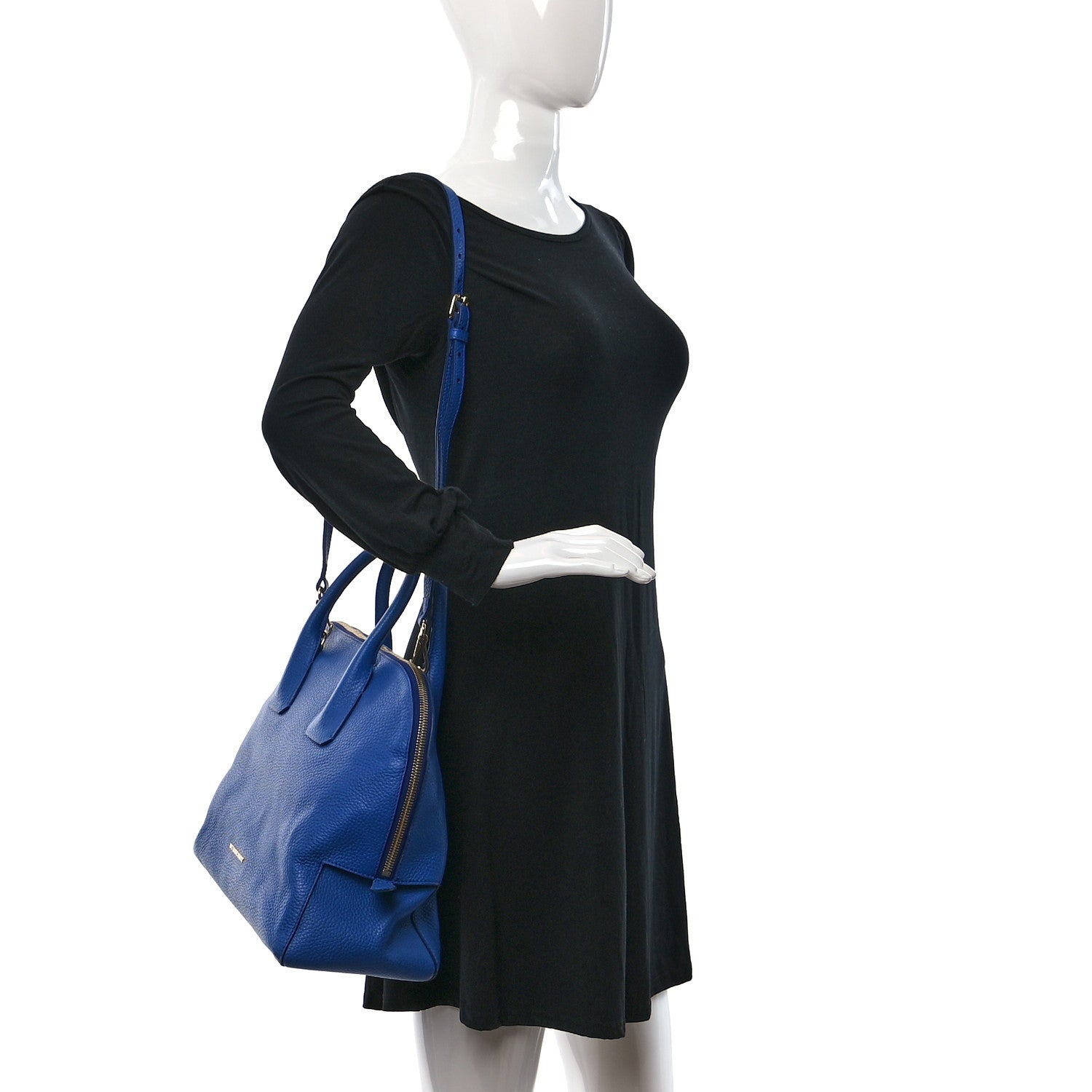 Burberry London Grainy Calfskin Medium Greenwood Bowling Bag Brilliant Blue 2 of 8