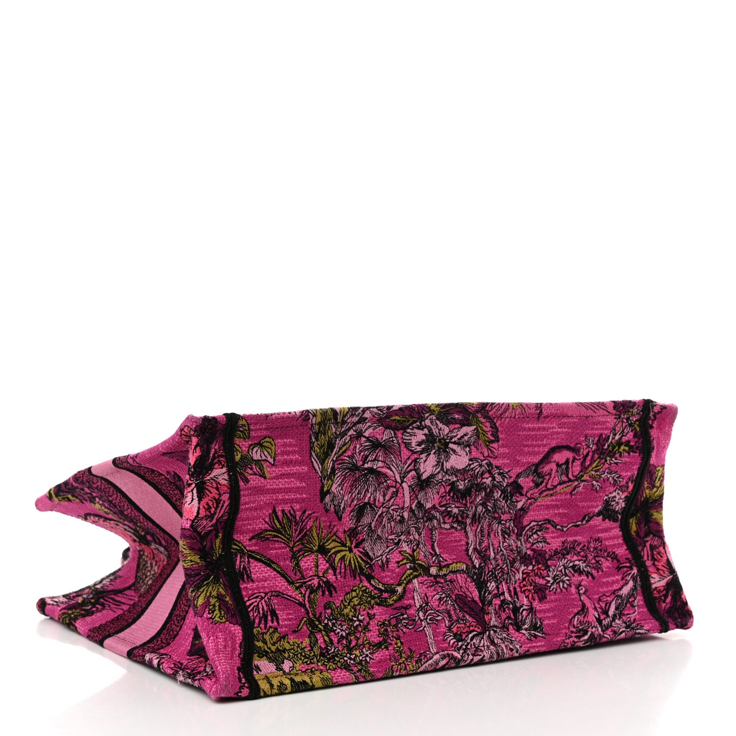 Canvas Embroidered Medium Toile de Jouy Voyage Book Tote Fuchsia Multicolor