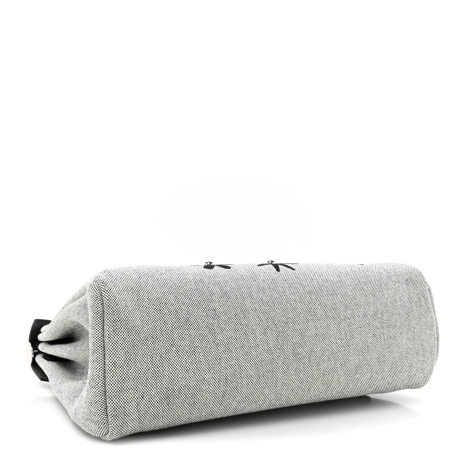 Hermes H Plume Canvas Vache Hunter Circuit Rider Hobnailed Herbag Zip Retourne 31 PM Black Ecru 5 of 11