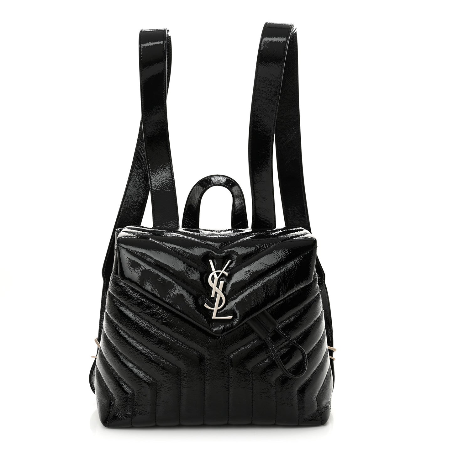 Patent Y Quilted Monogram Small Loulou Backpack Black
