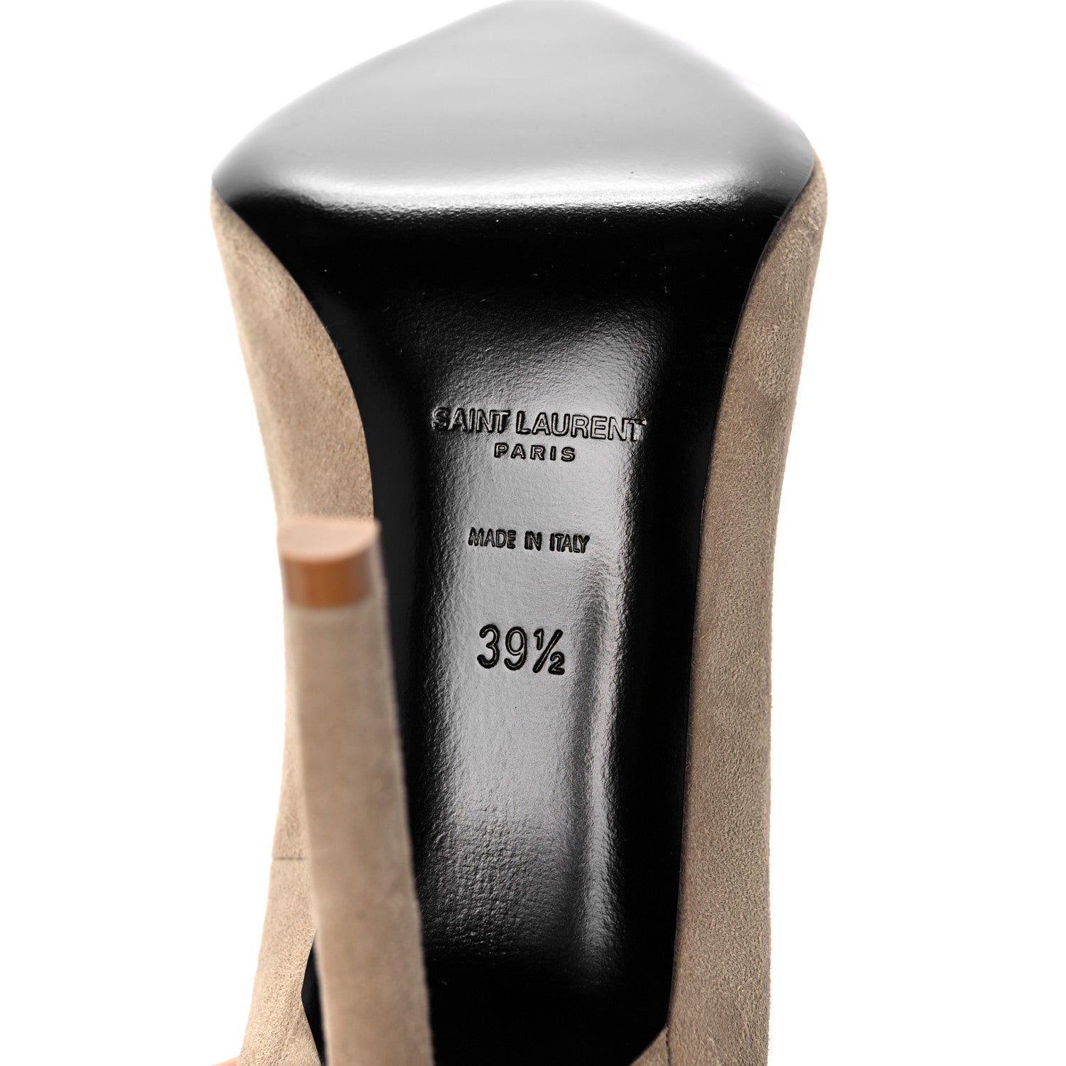 Saint Laurent Suede Calfskin Zoe 105 Pumps 39.5 Beige Black 6 of 9