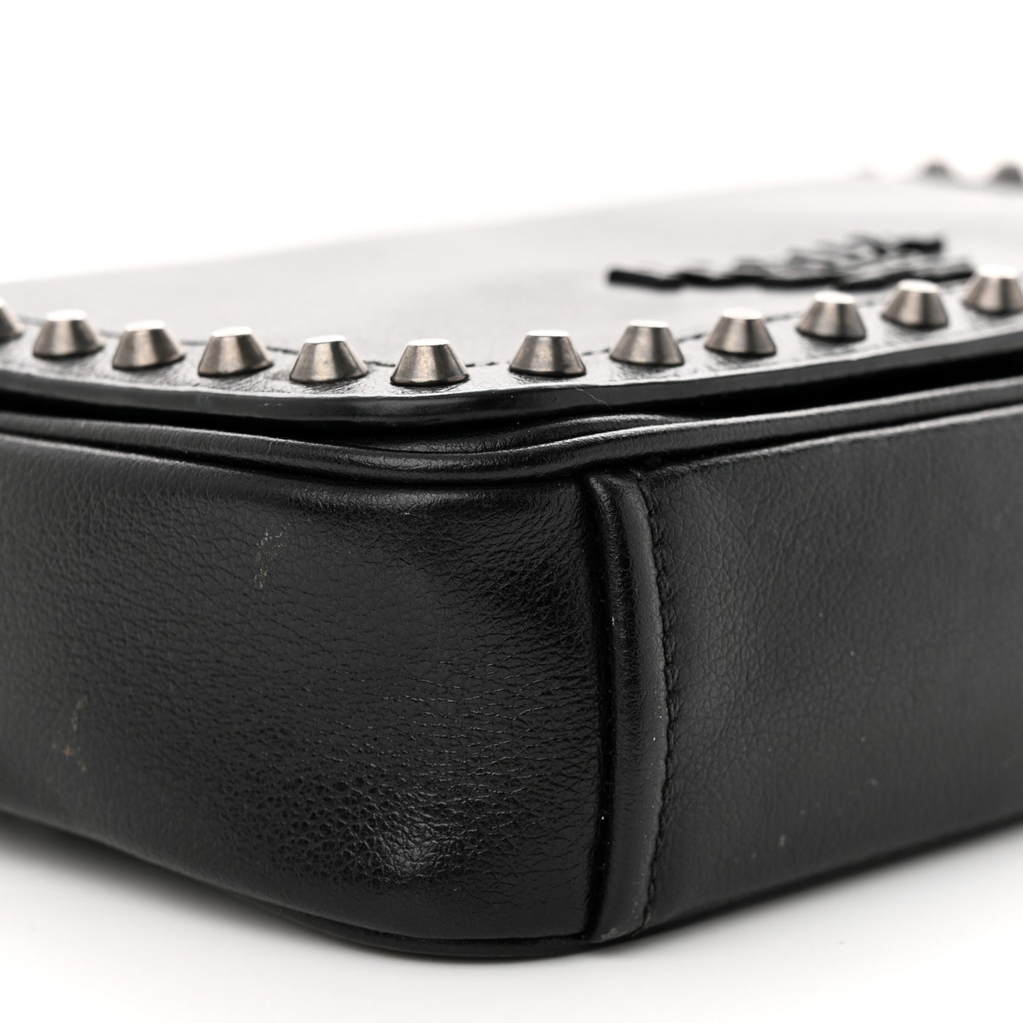 Glace Calfskin Studded Crossbody Black