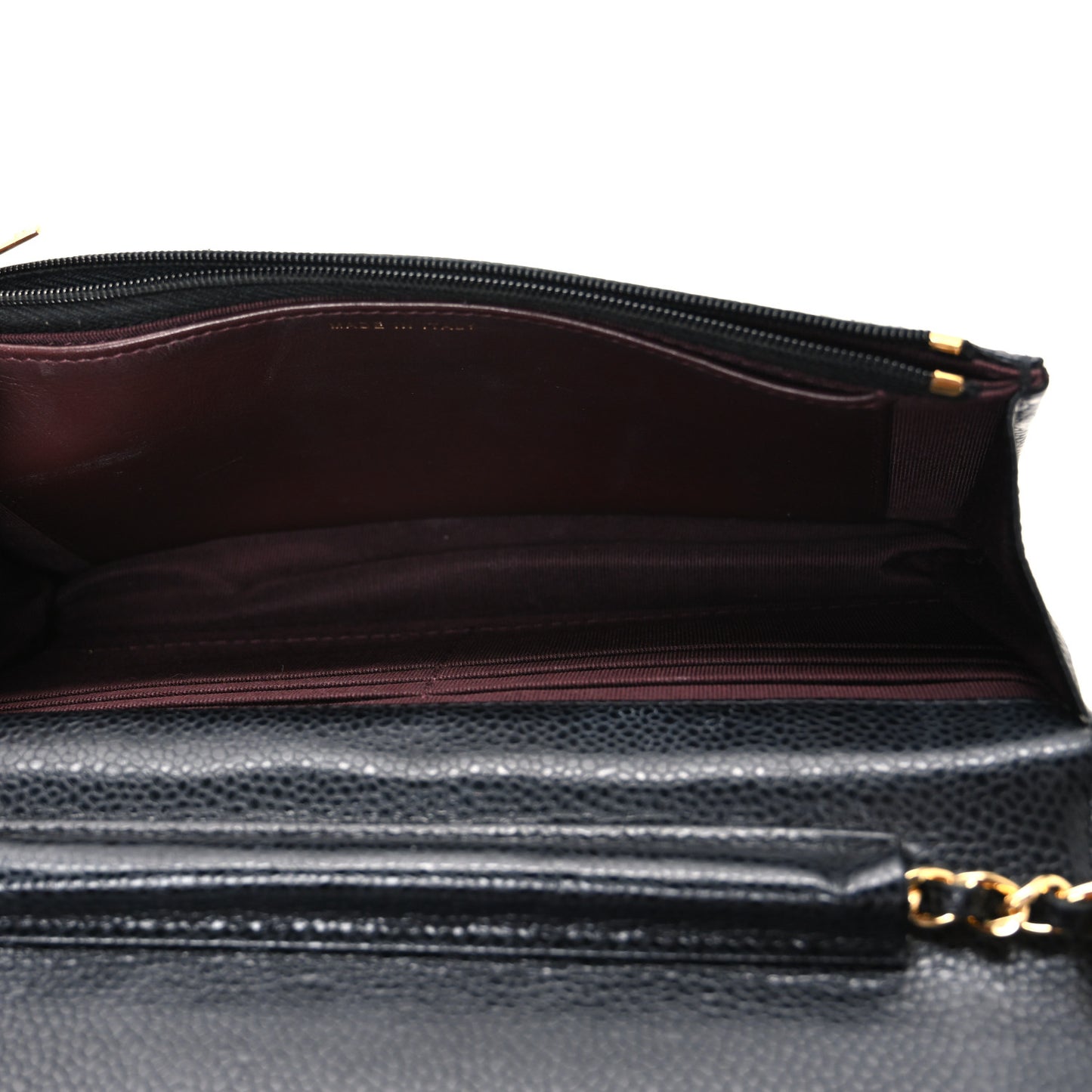 Caviar Quilted Wallet on Chain WOC Black