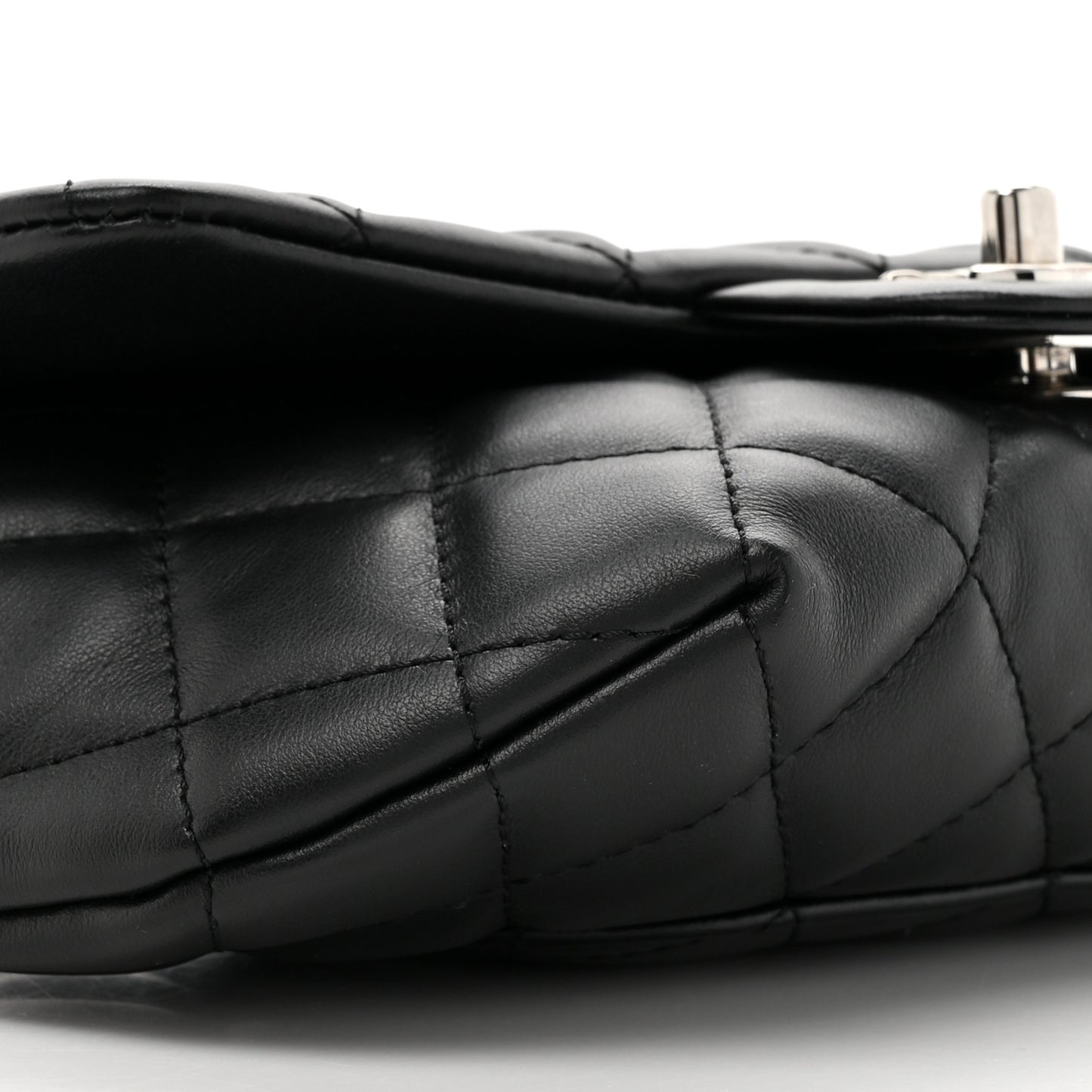 Calfskin Quilted CC Uniform Flap Belt Bag Black