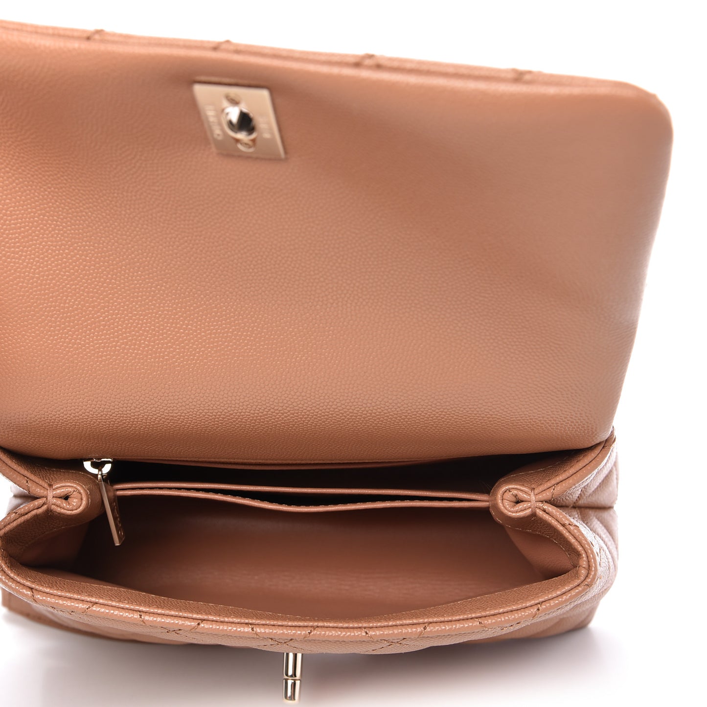Caviar Quilted Lizard Embossed Mini Coco Handle Flap Brown