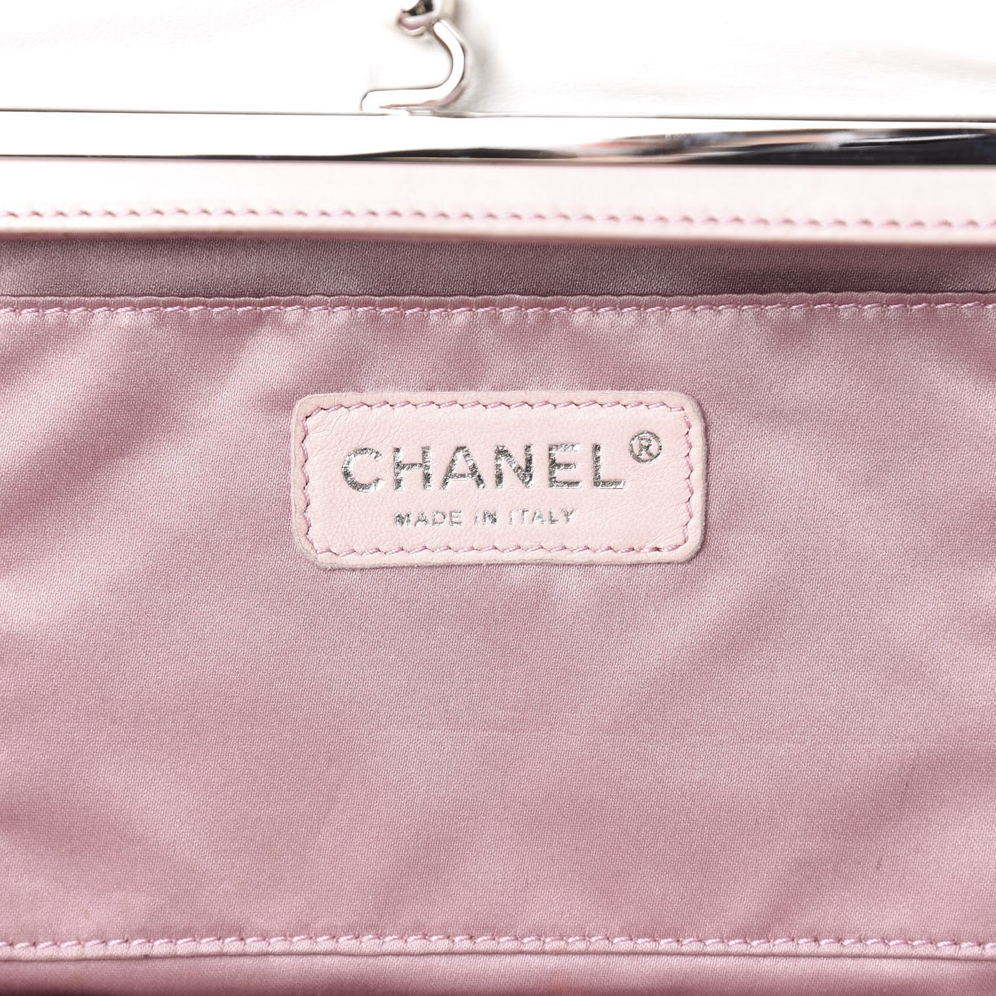 Lambskin Quilted Pearl Kiss Lock Clutch Black White